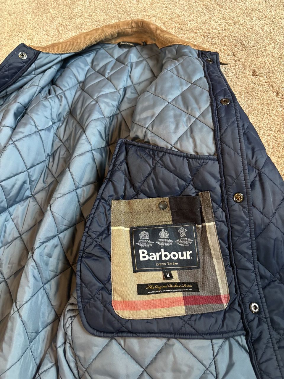 Barbour Glyne Quilted Jacket with Corduroy Neck Size US M / EU 48-50 / 2 - 3 Thumbnail