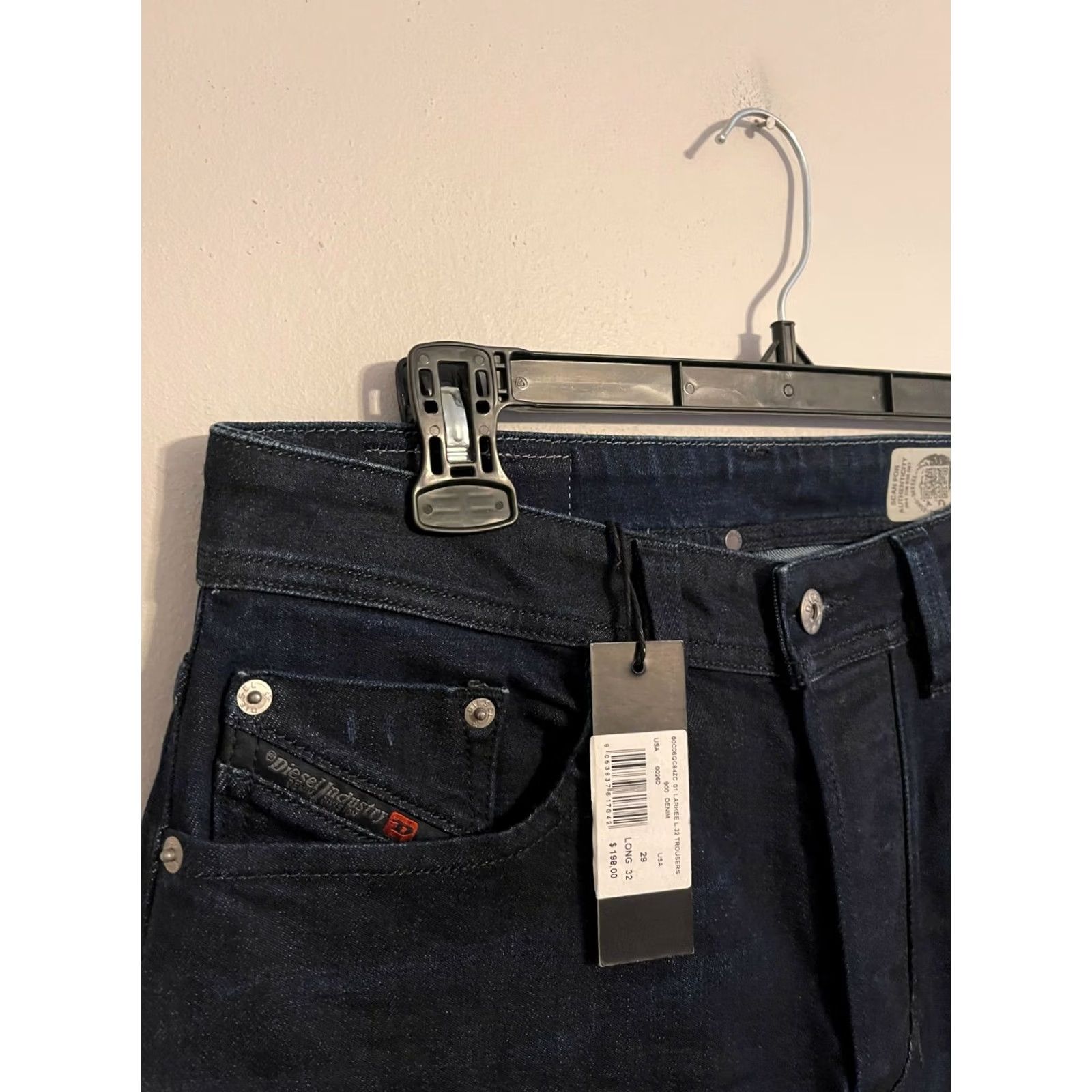 Diesel Diesel Larkee C84ZC Regular Straight Button Fly Denim Jeans - Men's 29x32 Blue Classic Cotton Blend Medium Fabric Wash Size US 31 - 2 Thumbnail