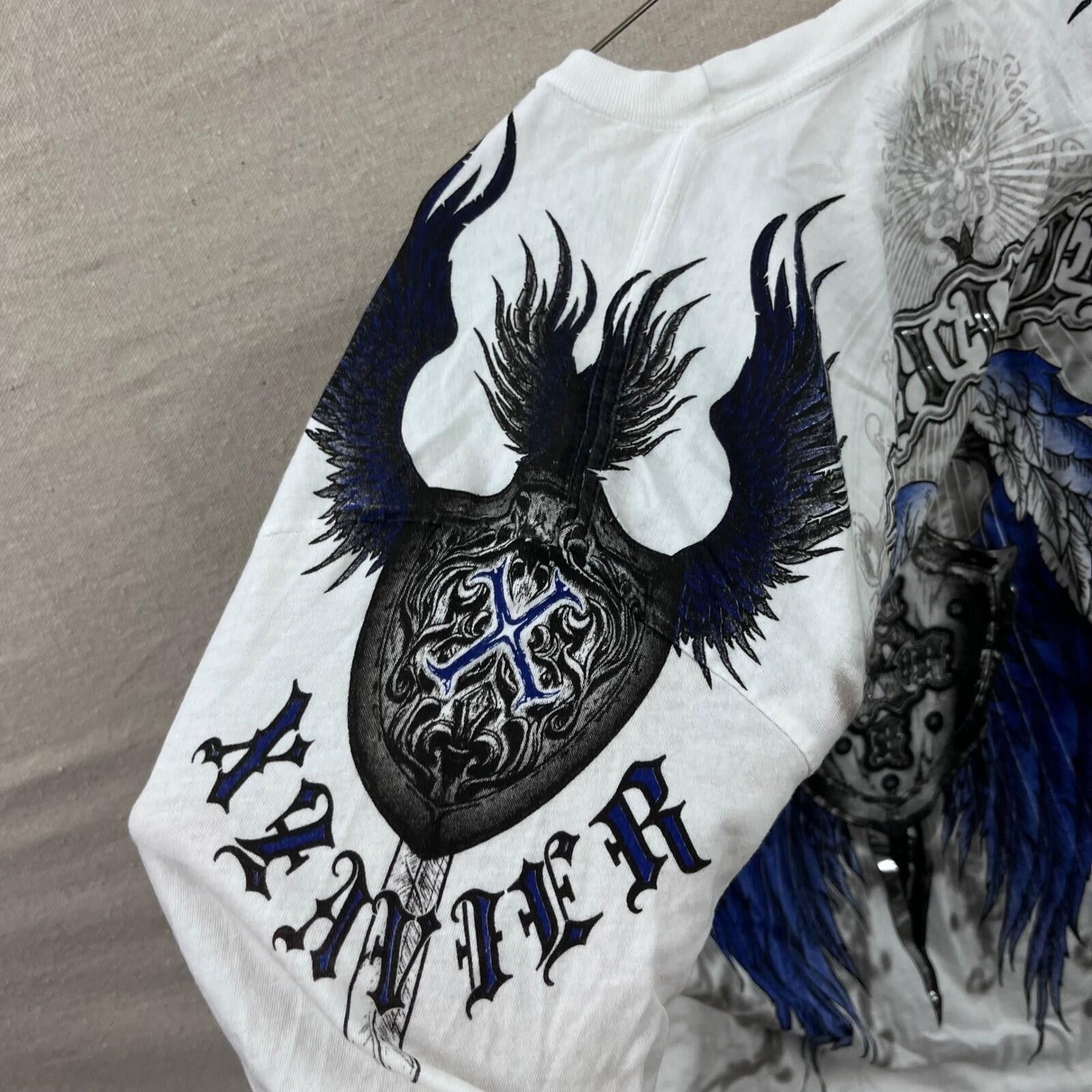 Other Xzavier Mens XL Graphic T-Shirt White Blue Winged Shield Cro Size US XL / EU 56 / 4 - 3 Thumbnail