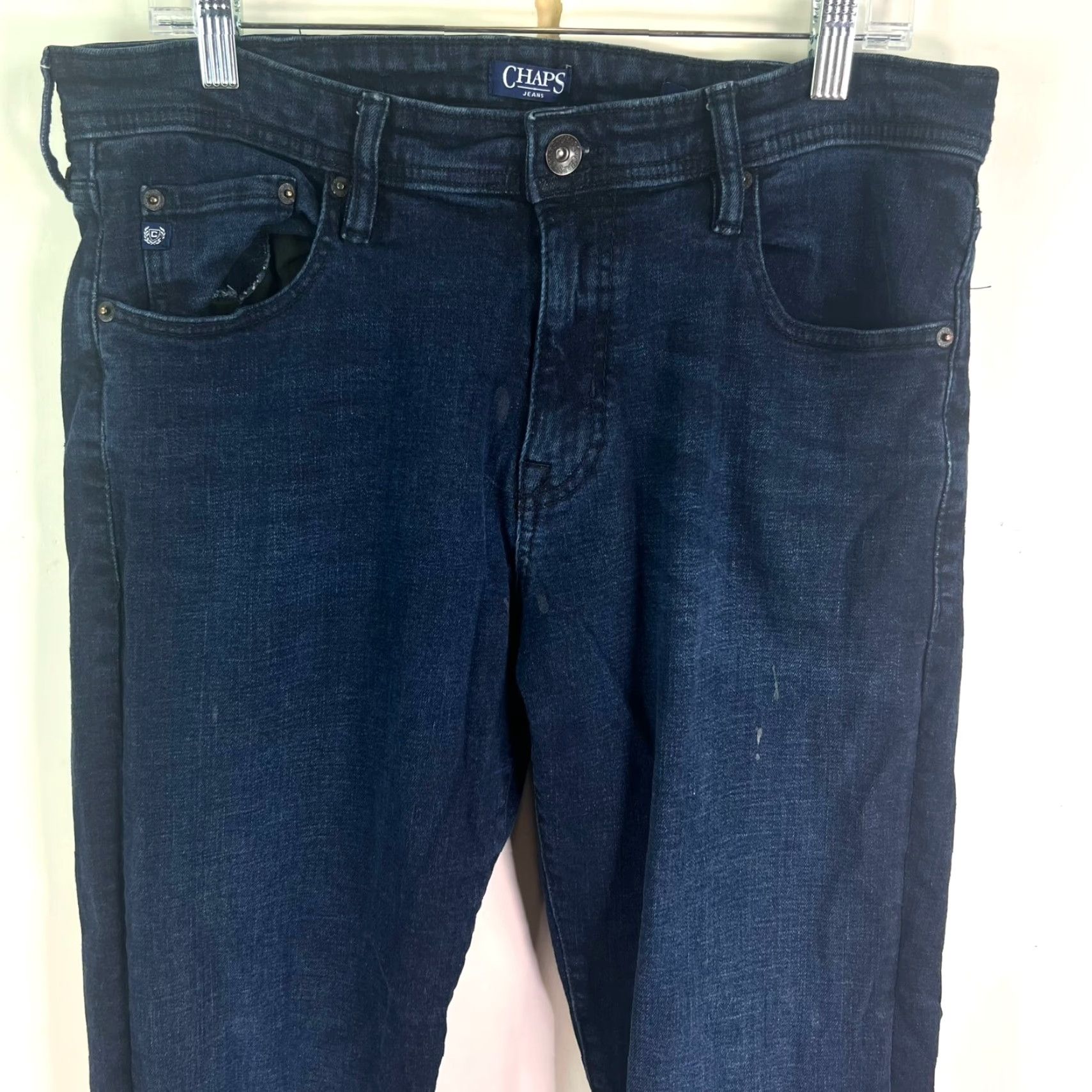 Chaps VINTAGE Chaps Jeans Slim Straight Denim Mens 34 Dark Blue 34x30 90s Logo, 5-Pocket, Mid Rise, Regular Size Mens Size US 34 / EU 50 - 2 Thumbnail