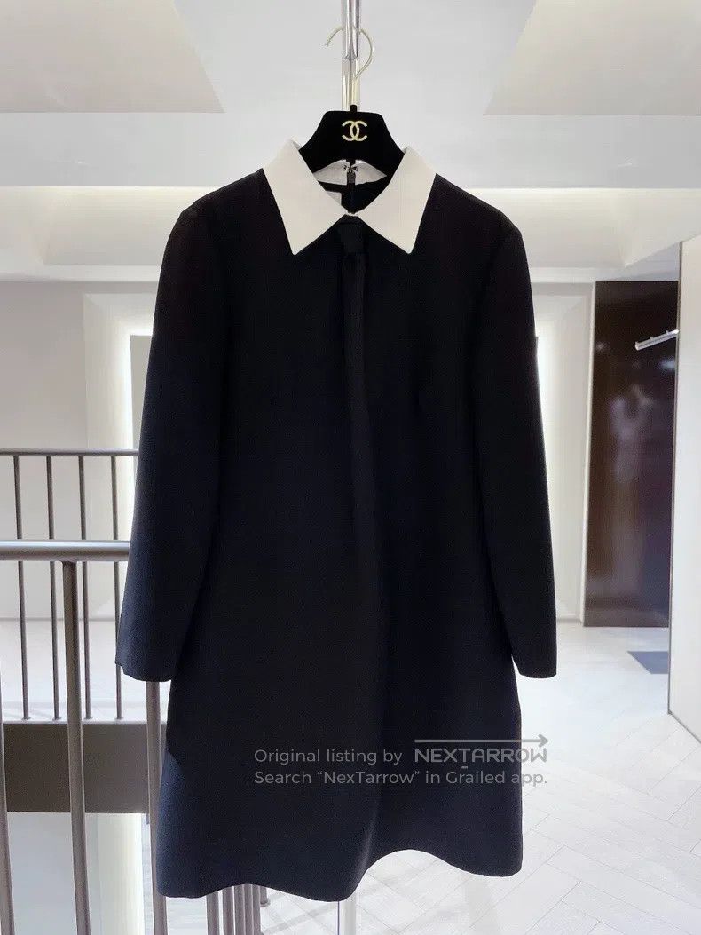 Valentino Valentino Black and white fake tie long sleeve dress Size M / US 6-8 / IT 42-44 - 1 Thumbnail