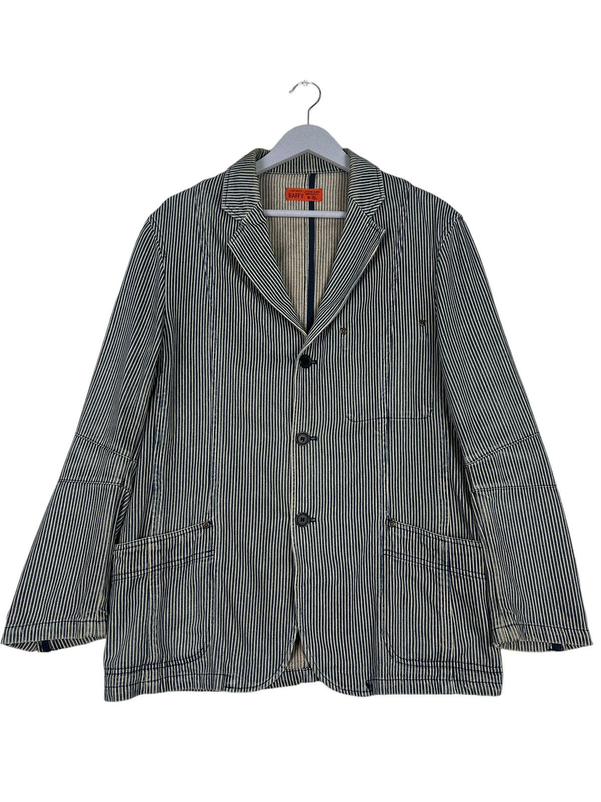 Japanese Brand 🔥 BAFFY HIKORY STRIPE CHORE JACKET Size US M / EU 48-50 / 2 - 2 Thumbnail