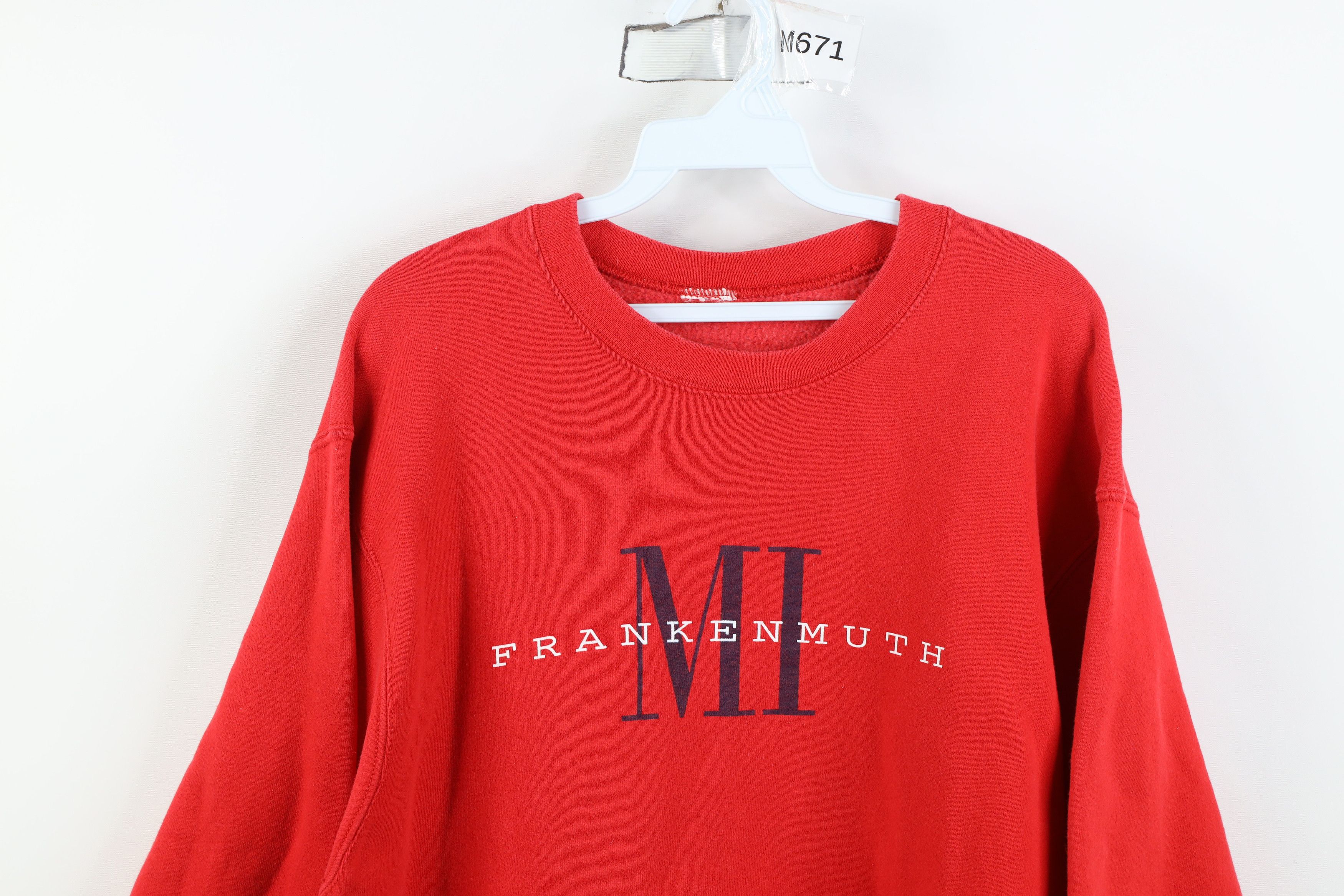 Vintage Vintage 90s Streetwear Frankenmuth Michigan Sweatshirt Red Size L / US 10 / IT 46 - 2 Thumbnail