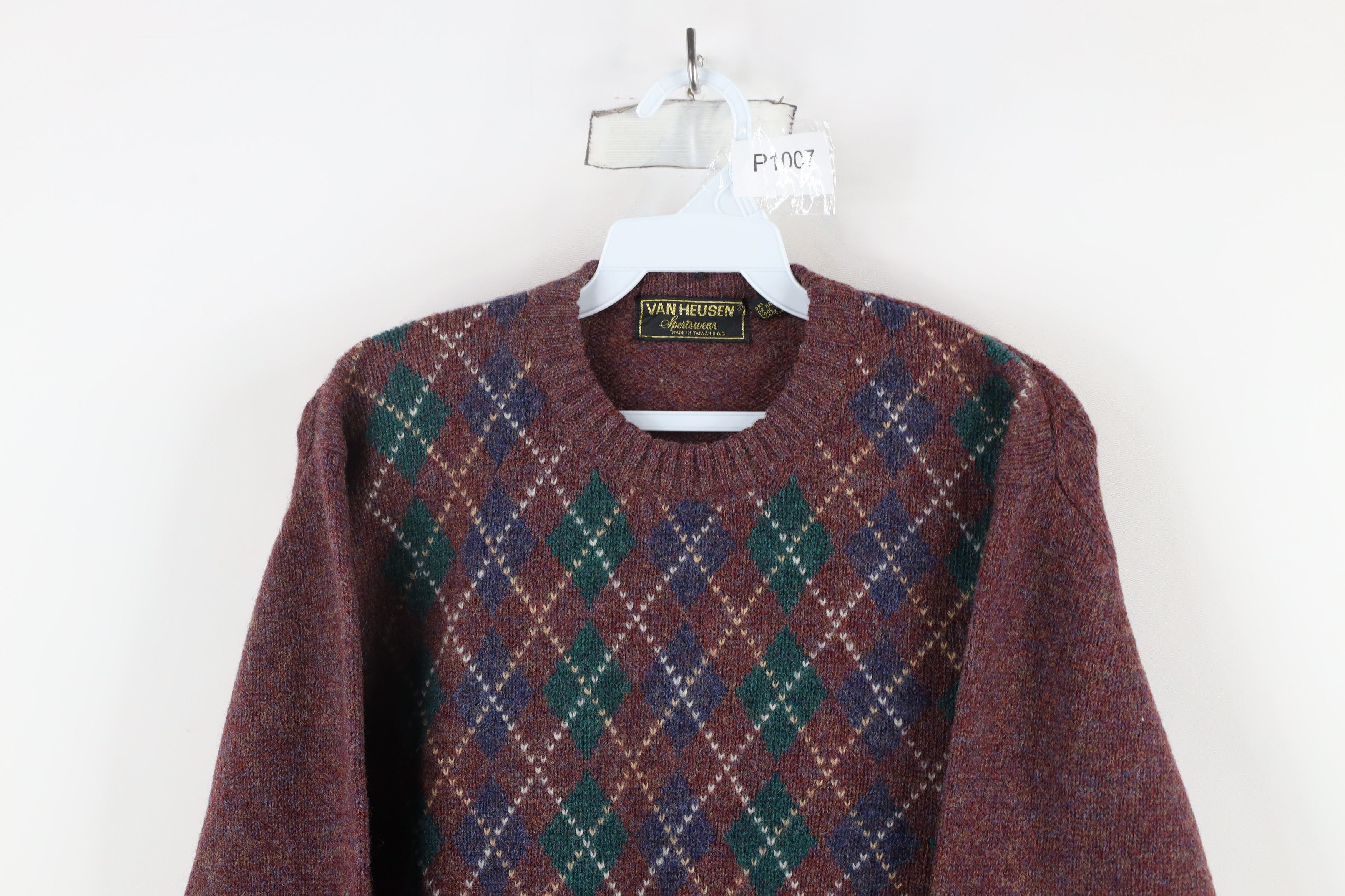 Vintage Vintage 70s Streetwear Wool Knit Argyle Diamond Sweater Size M / US 6-8 / IT 42-44 - 2 Thumbnail