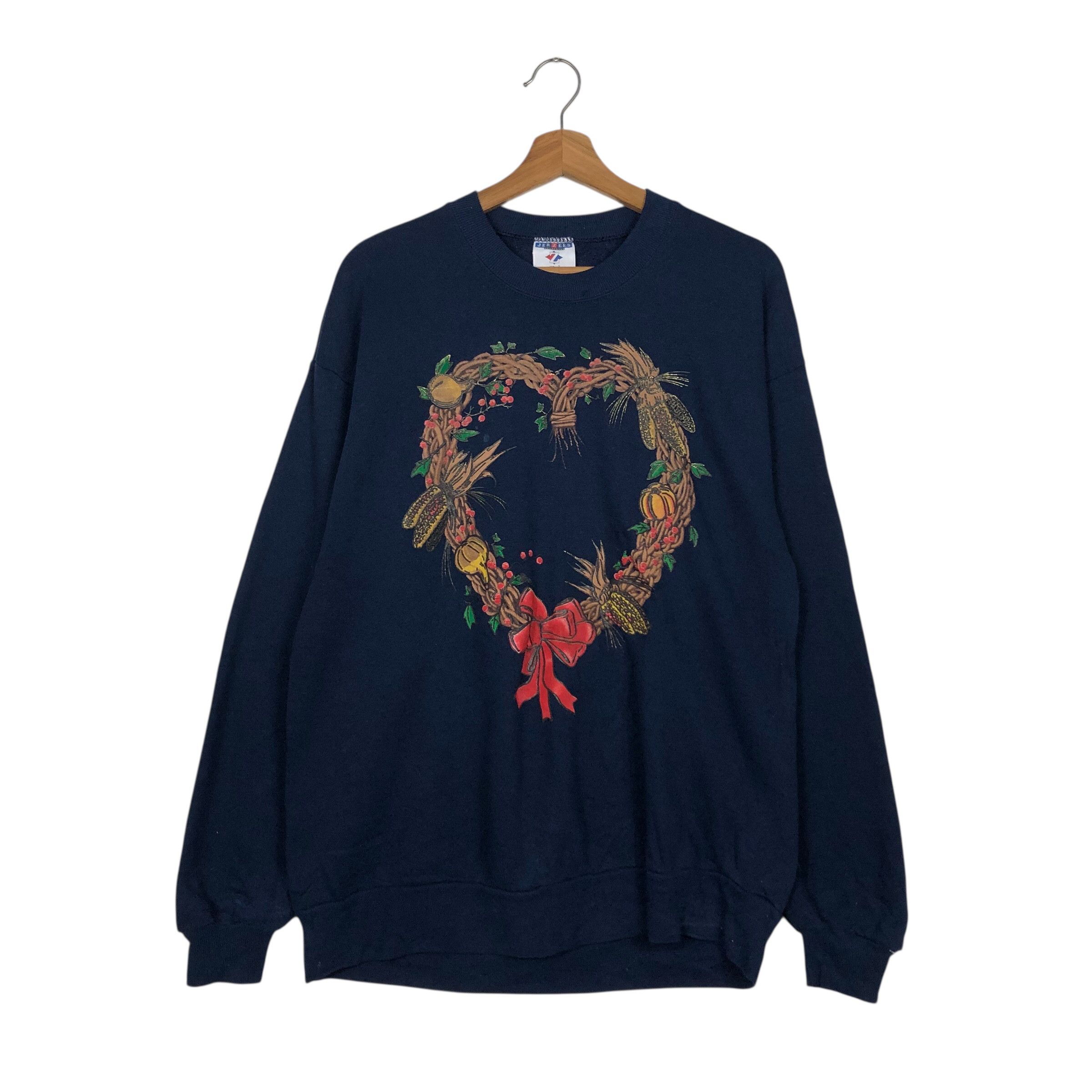 Vintage 📌Vintage Sweatshirt Featuring a Heart Shaped Autumn Winter Size US L / EU 52-54 / 3 - 2 Thumbnail