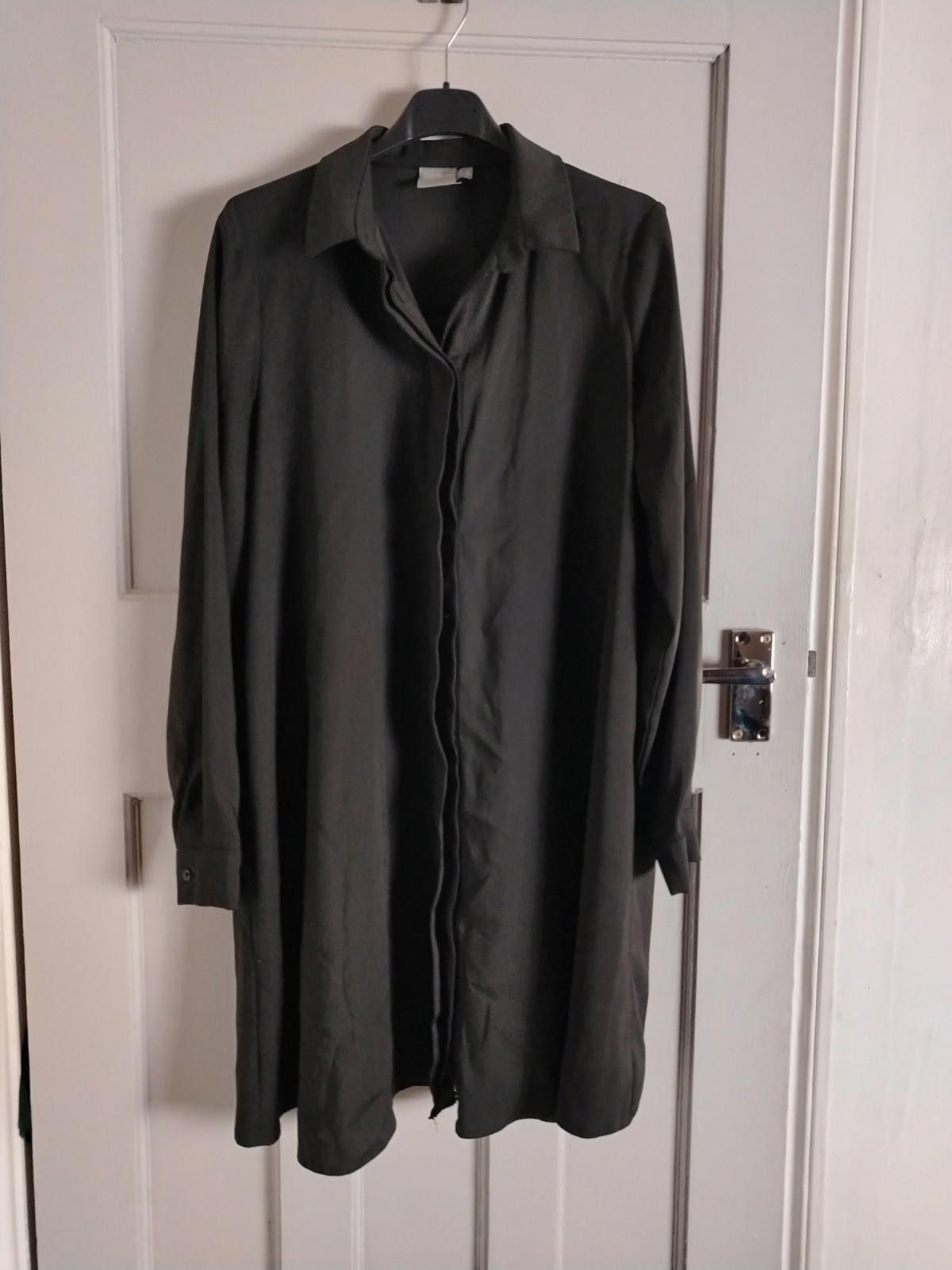 Asos ASOS Black Shirt Dress UK 12 Long Sleeve Mini Midi ButtonUp Size M / US 6-8 / IT 42-44 - 2 Thumbnail