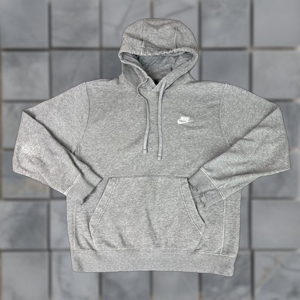 Nike VINTAGE Nike Sweatshirt Hoodie S Small Gray Embroidered Swoosh Distressed Essential Crew Neck Pullover Logo Pocket Hooded Men Size US S / EU 44-46 / 1 - 1 Thumbnail