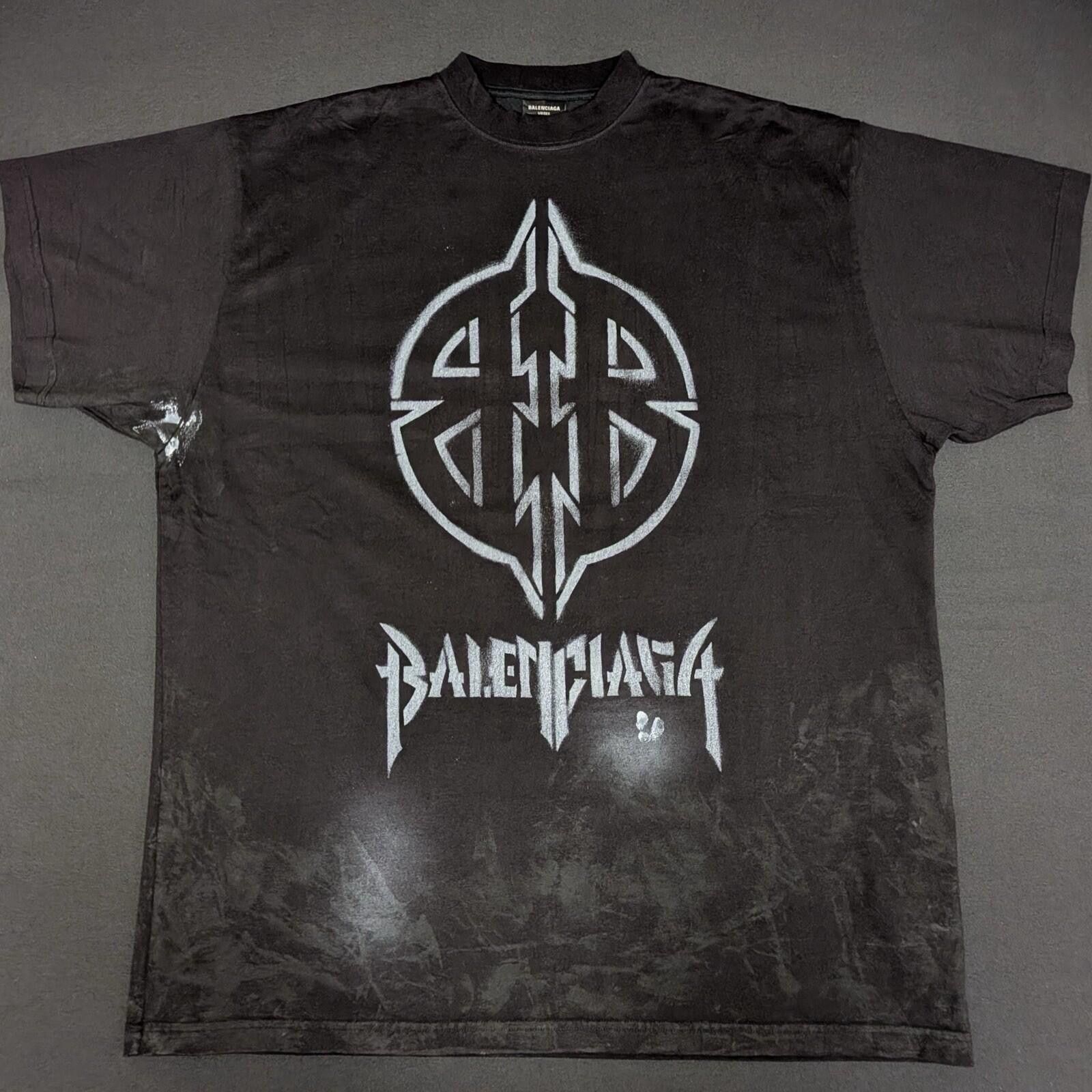 Balenciaga Balenciaga Metal BB Stencil Cotton T-Shirts Black 3