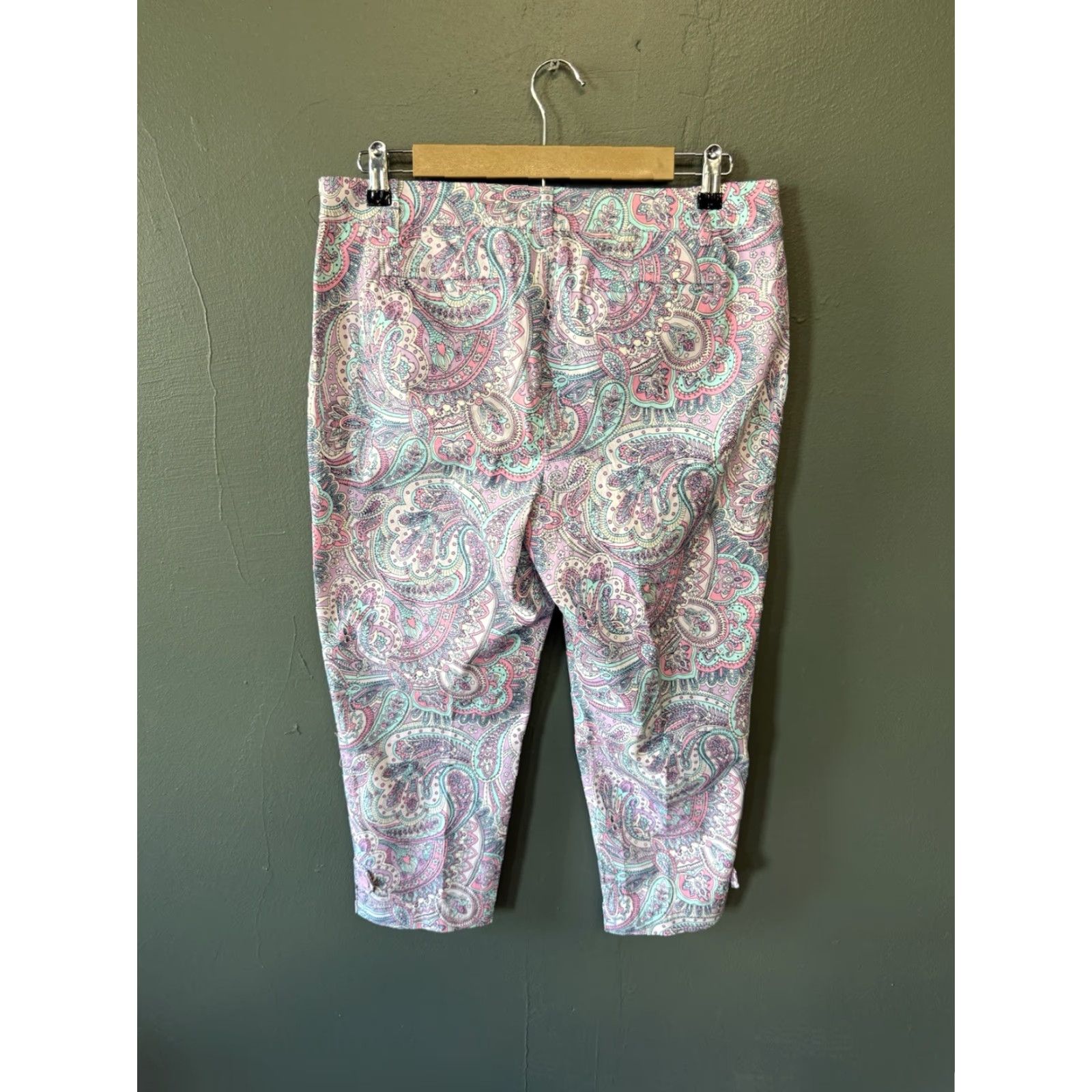 Talbots Talbots Womens Cropped Pants Multicolor Geometrix Pattern Size 10 Petite Size 32" / US 10 / IT 46 - 2 Thumbnail