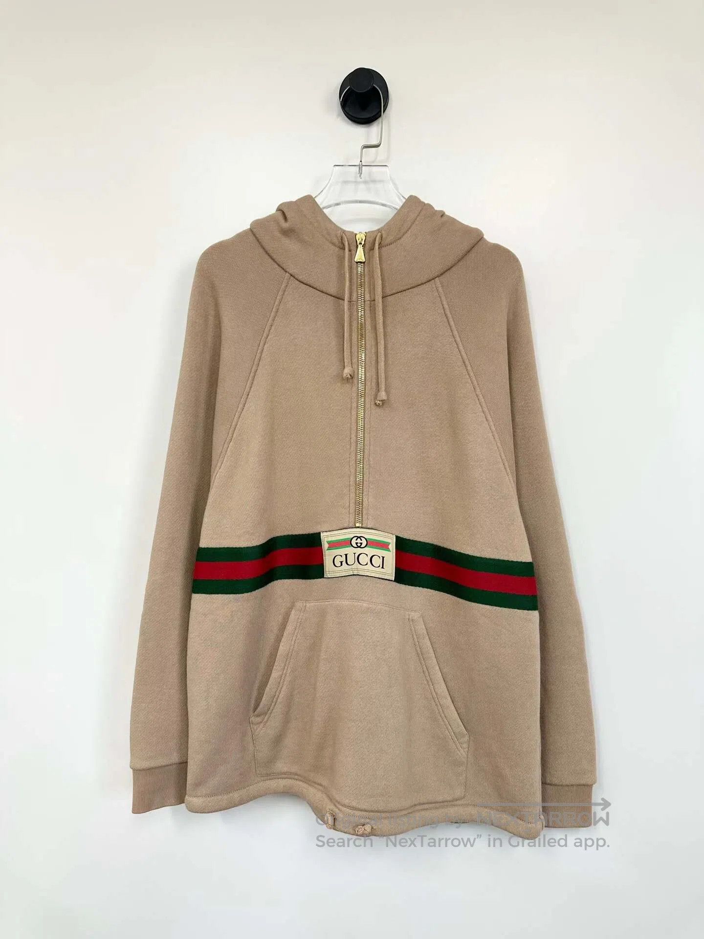 Gucci Guicci Khaki Half-Zip Embroidered Logo Hoodie| Size US XXS / EU 40 - 1 Thumbnail