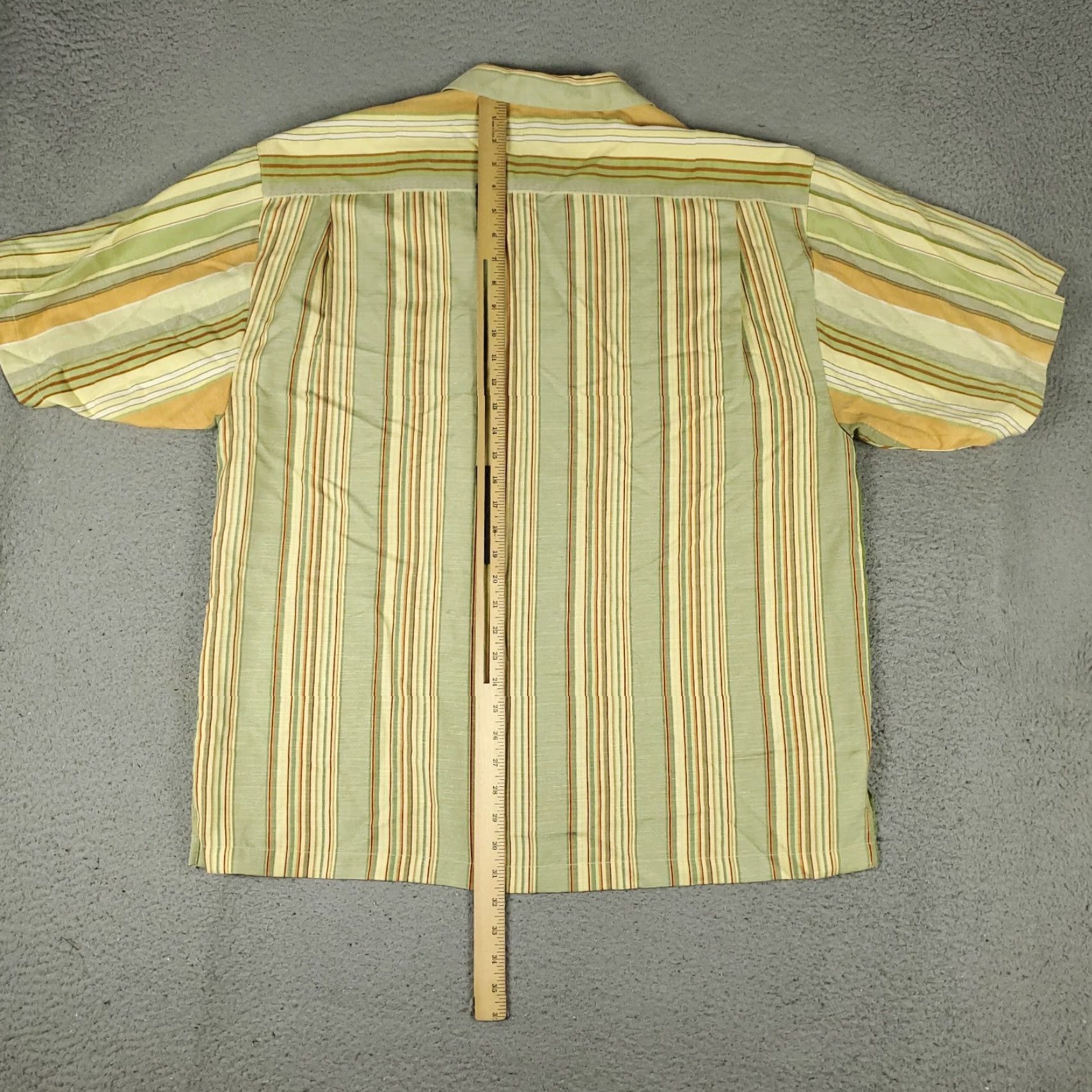 Tommy Bahama Tommy Bahama Shirt Mens XL Green Striped Silk Button-Up Short Sleeve Hawaii Casual Shirt Size US XL / EU 56 / 4 - 3 Thumbnail