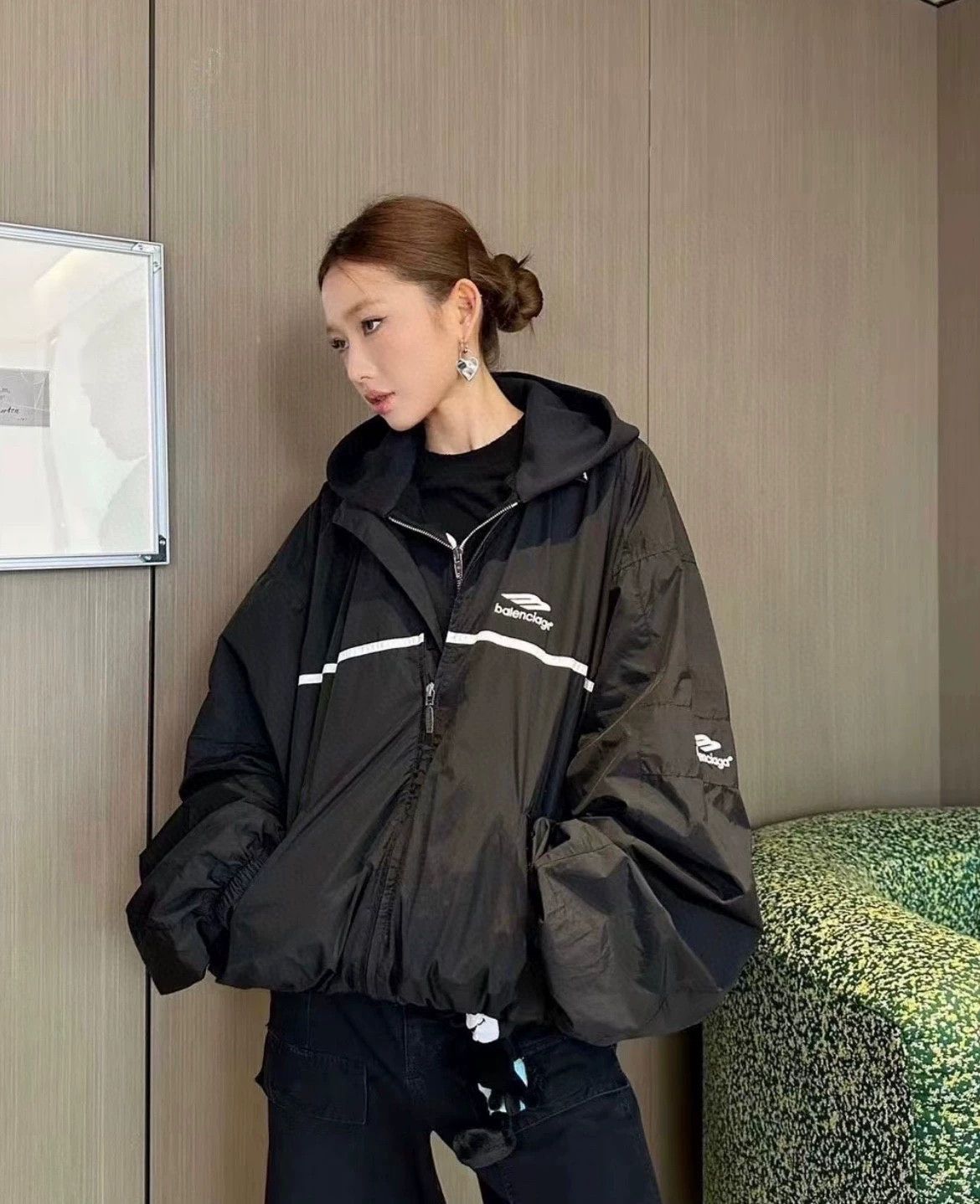 Balenciaga black sports jacket with white stripes Size US S / EU 44-46 / 1 - 7 Thumbnail