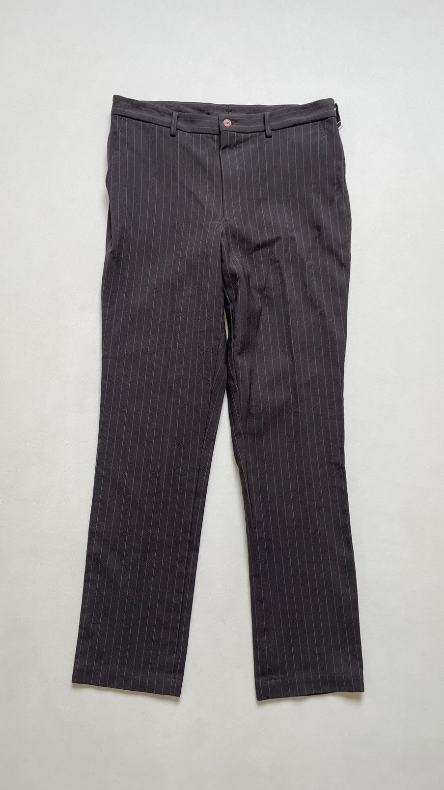 S/S 05 Grey/Pink Wool Pinstripe Trousers