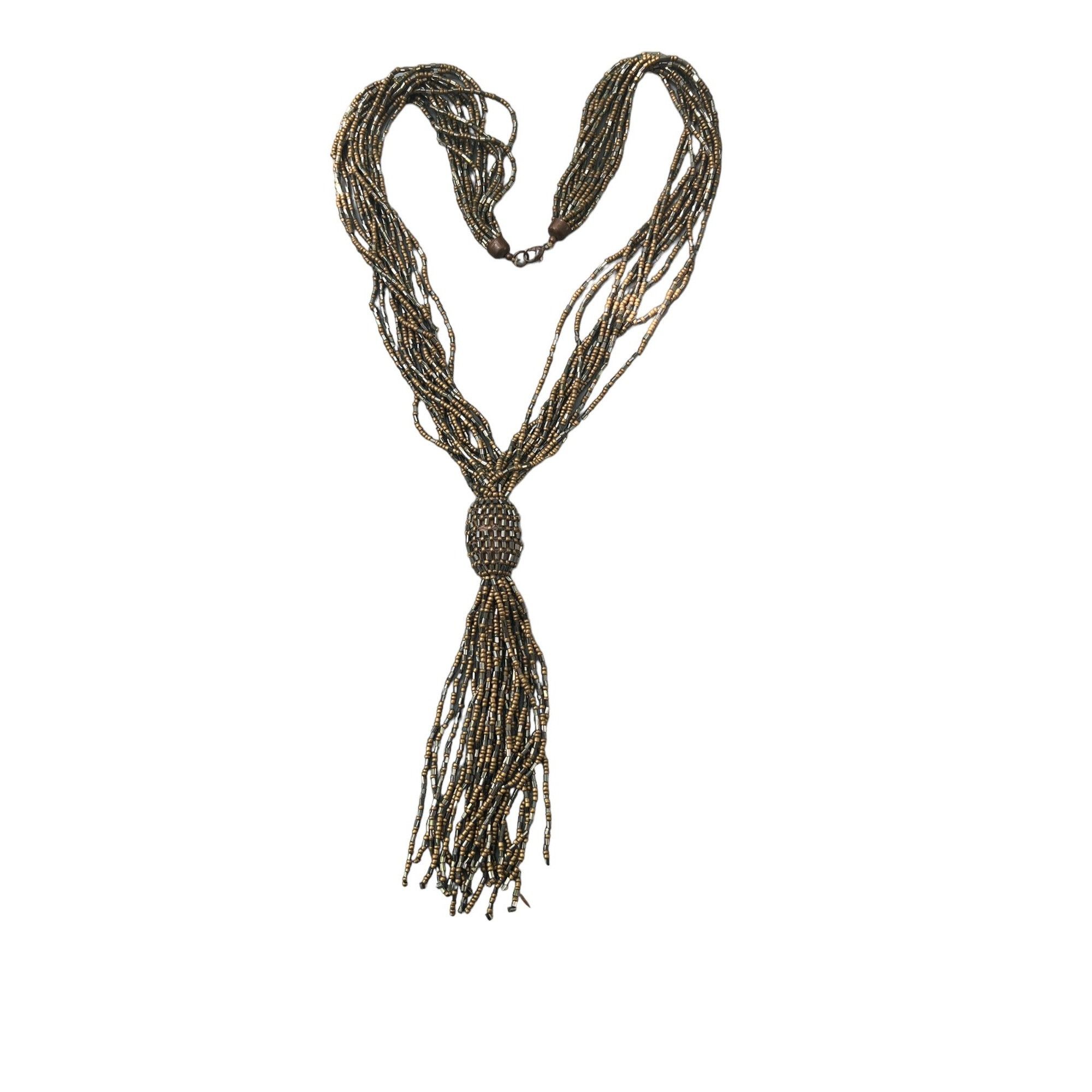 Other Copper Hematite Beaded Necklace Multi Strand Tassel 25" long Size ONE SIZE - 1 Thumbnail