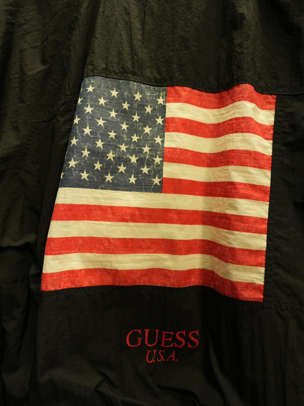 Guess × Vintage Vintage Y2K Guess USA Flag Nylon Bomber Jacket Size US L / EU 52-54 / 3 - 3 Thumbnail