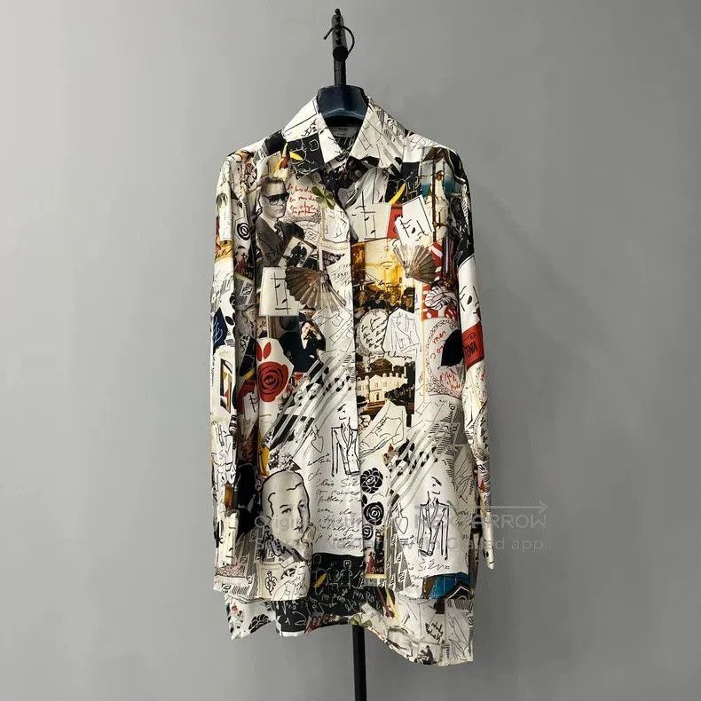 Fendi FENDI Silk Logo Artist Shirt Jacket. Size US XL / EU 56 / 4 - 1 Thumbnail