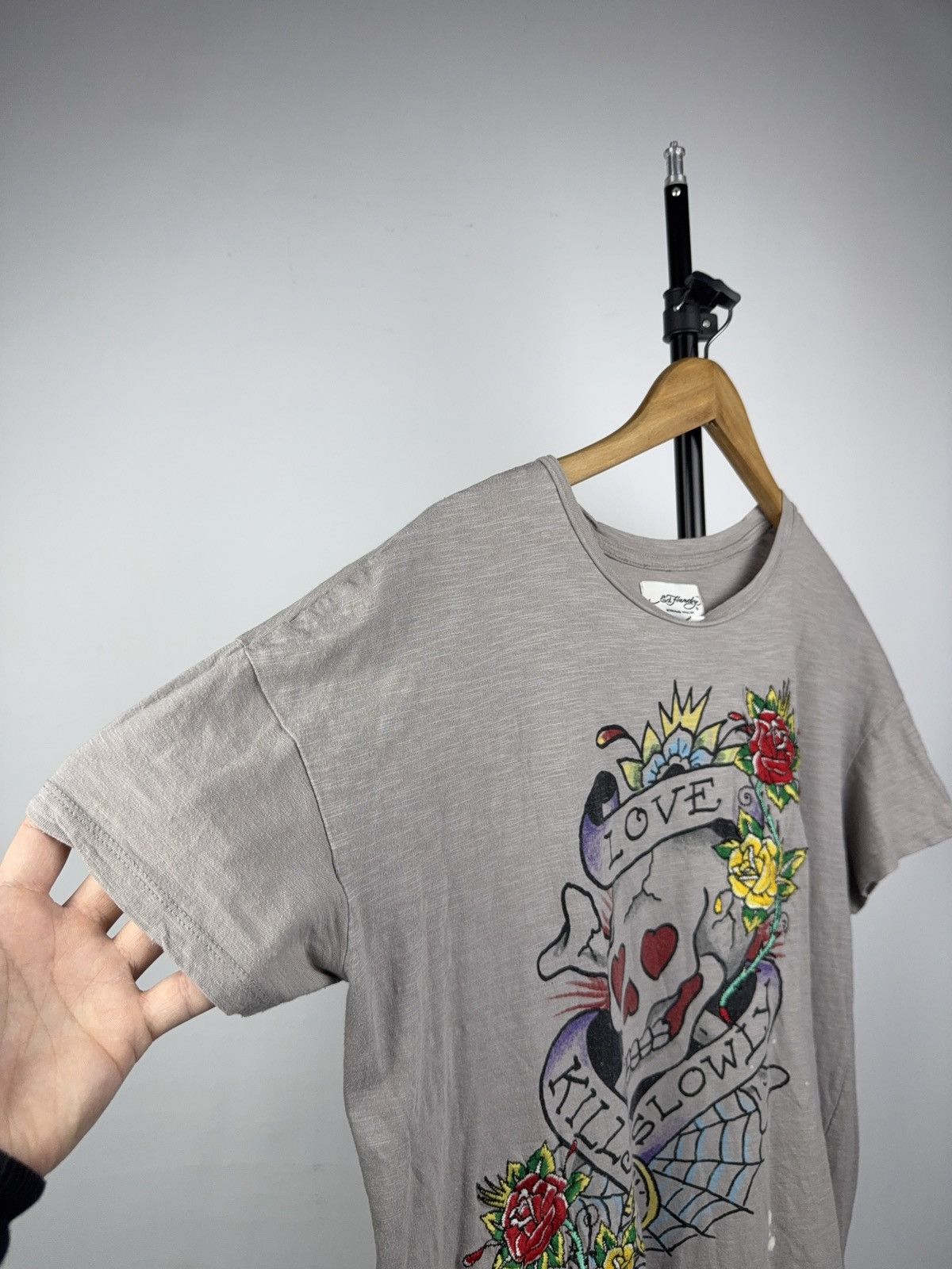 Ed Hardy Y2K 00s Ed Hardy “Love Kills Slowly” Skull Tattoo Tee XS Size XS / US 0-2 / IT 36-38 - 7 Thumbnail