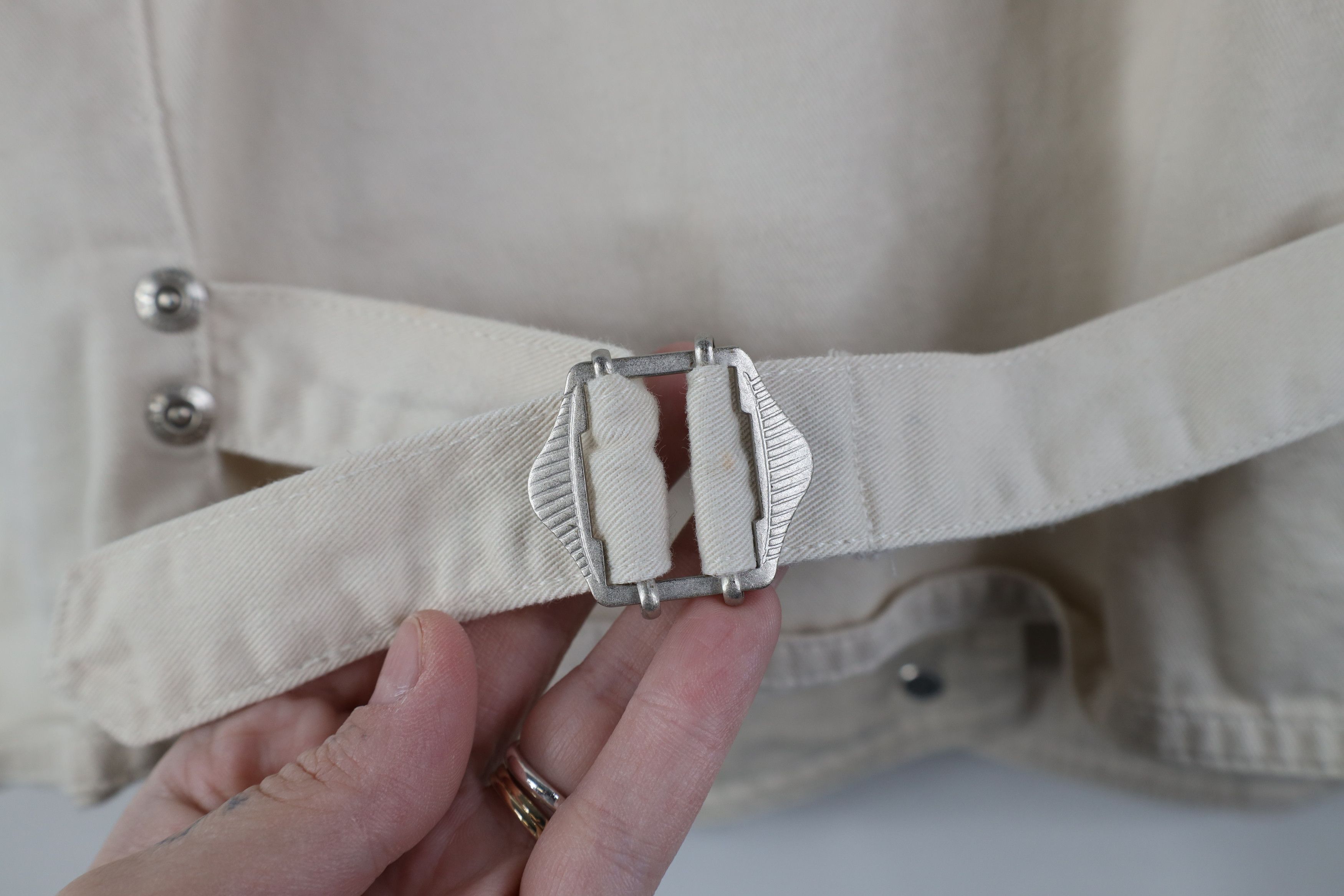 Vintage Vintage 90s Streetwear Buckle Back Vest Jacket Beige Size M / US 6-8 / IT 42-44 - 11 Thumbnail