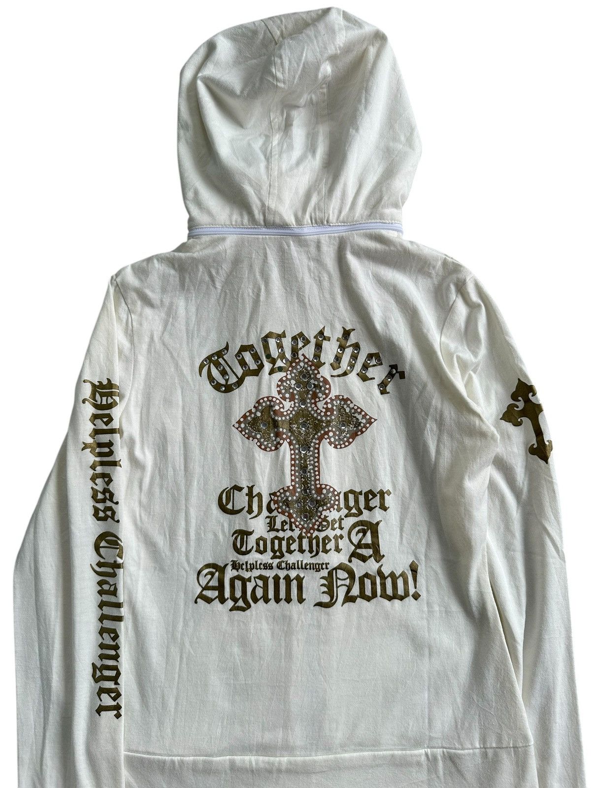 20471120 2000s STUDDED GLITTER CROSS POEM ZIP HOODIE Size XS / US 0-2 / IT 36-38 - 5 Thumbnail