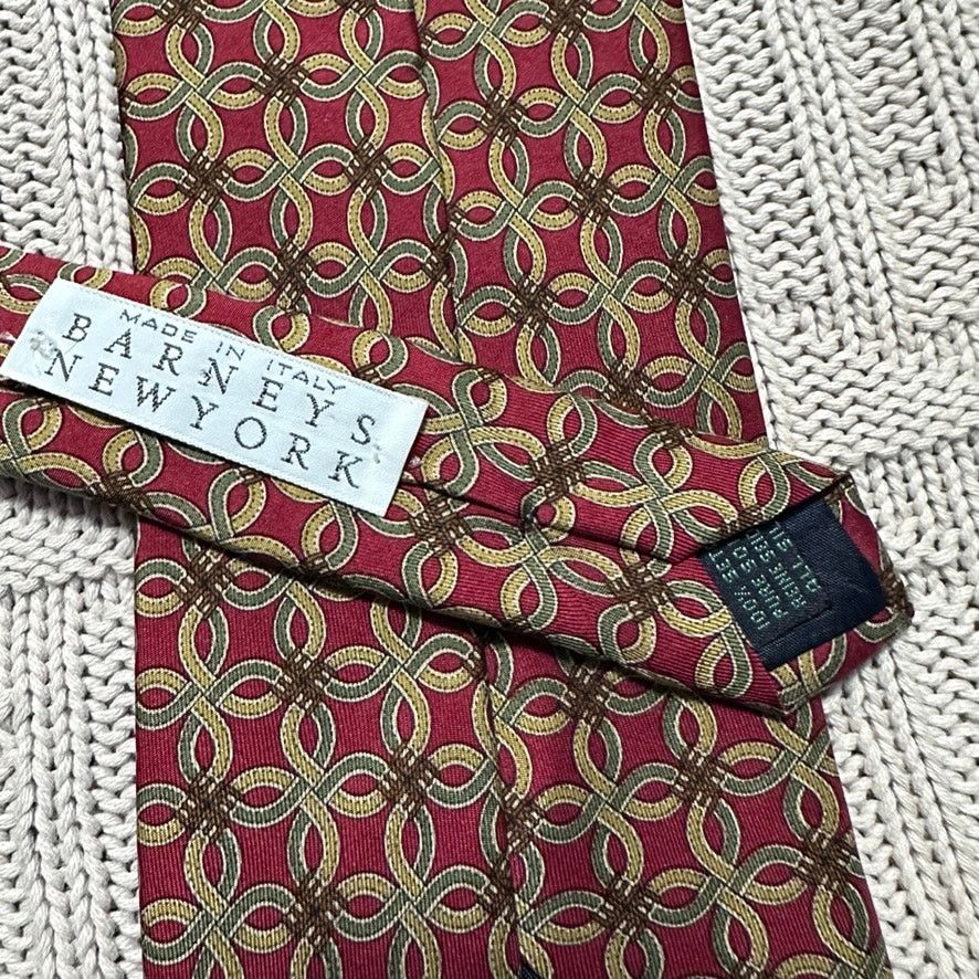 Barneys New York Barneys New York red interlocking rings geometric silk tie Size ONE SIZE - 3 Thumbnail