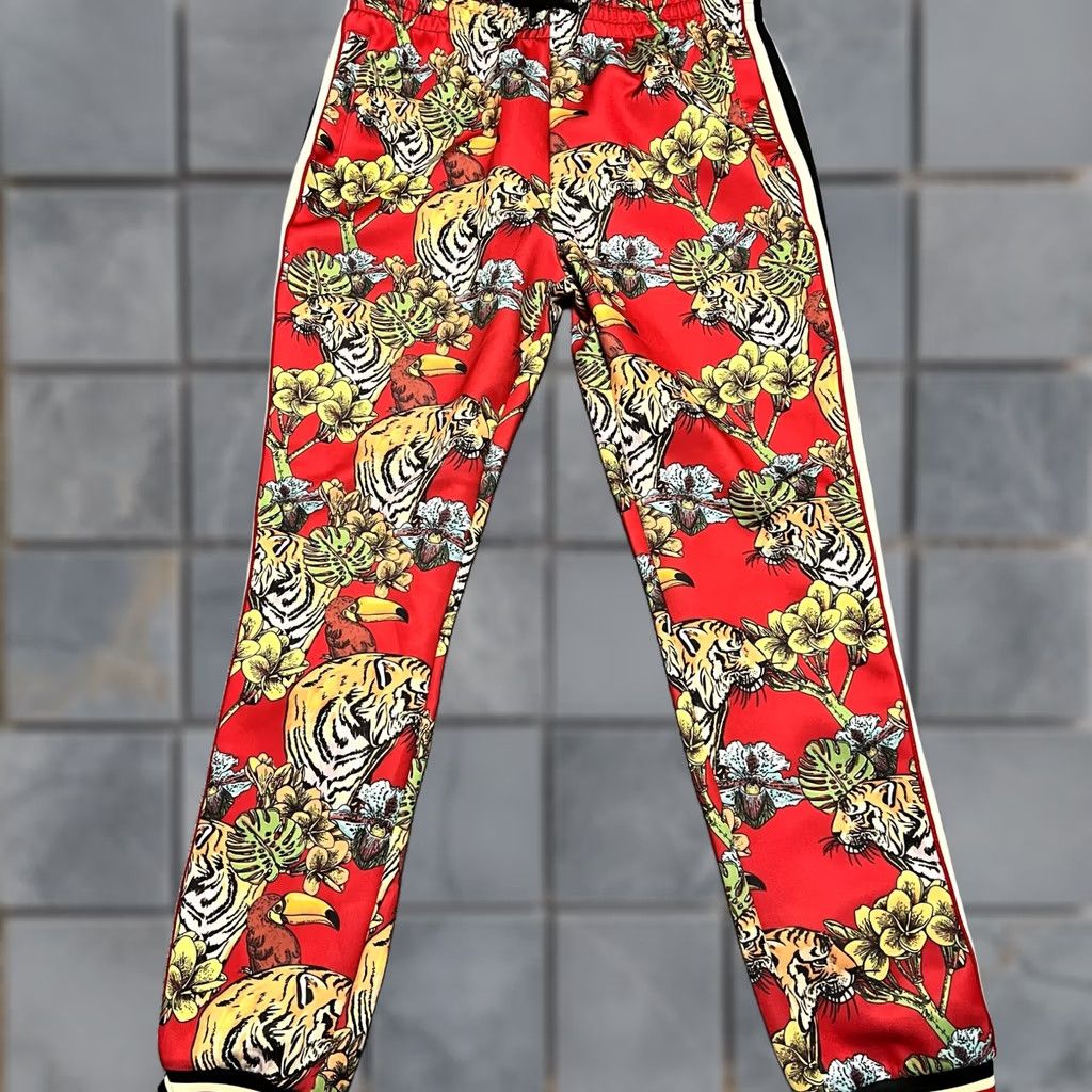 Vintage VINTAGE Victorious Pants Mens XXL Jungle Jogger Tiger Sweatpants Red Size US 39 - 1 Thumbnail