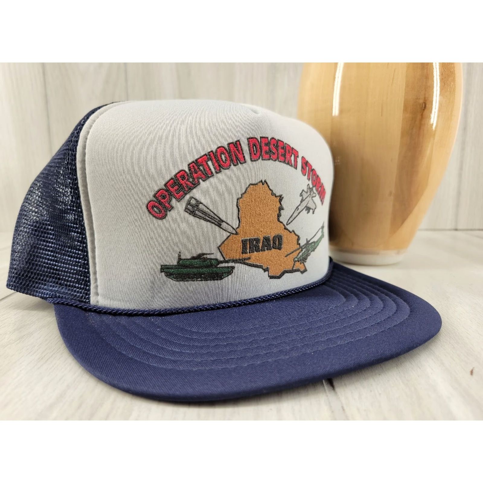 Vintage VINTAGE Operation Desert Storm Hat Snapback Blue Trucker Adjustable Men Blues Storm Hat Size ONE SIZE - 2 Thumbnail