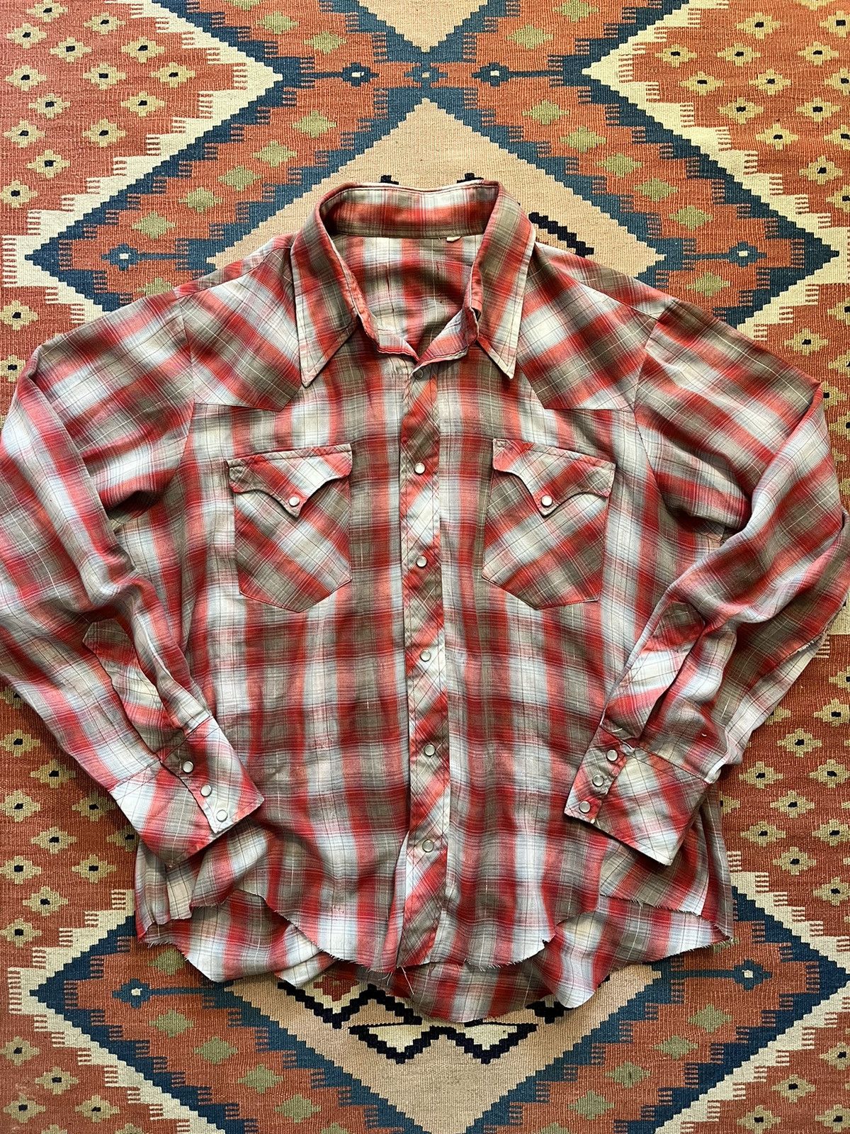 Japanese Brand Vintage cropped thrashed western Pearl snap shirt RARE Size US M / EU 48-50 / 2 - 1 Thumbnail