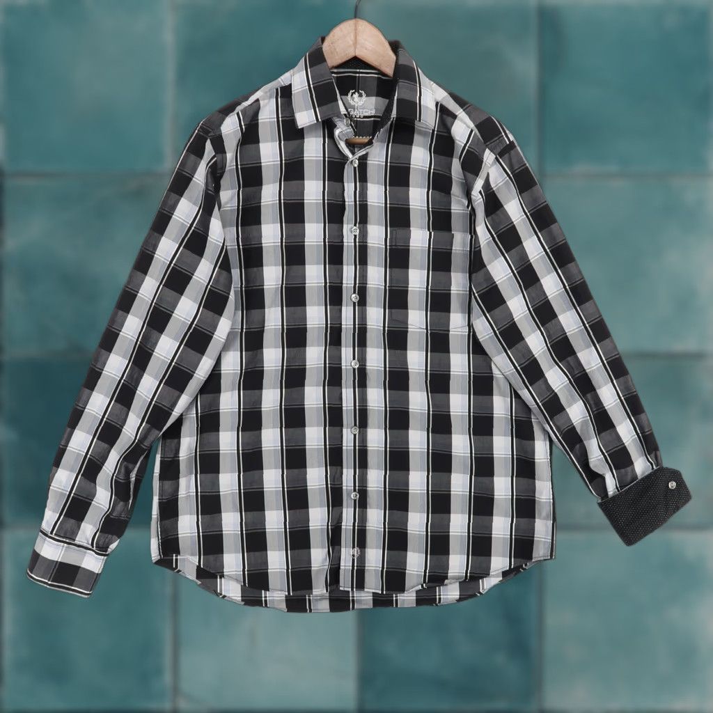 BUGATCHI Bugatchi Uomo Shirt Mens M Black Plaid Long Sleeve Button-Up Classic Fit Size US M / EU 48-50 / 2 - 1 Thumbnail