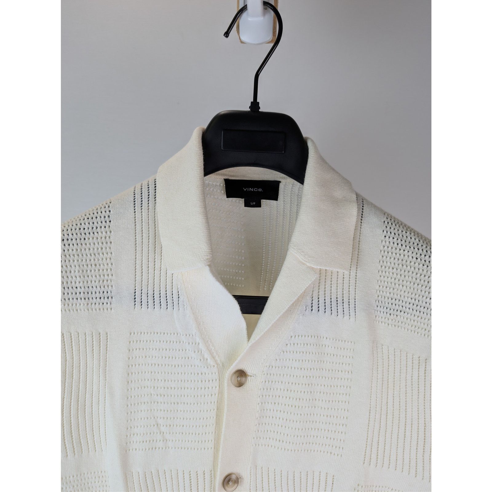 Vince o1rshd1 CC20 Patchwork Pointelle Short-Sleeve Sweater Cream Size US S / EU 44-46 / 1 - 7 Thumbnail