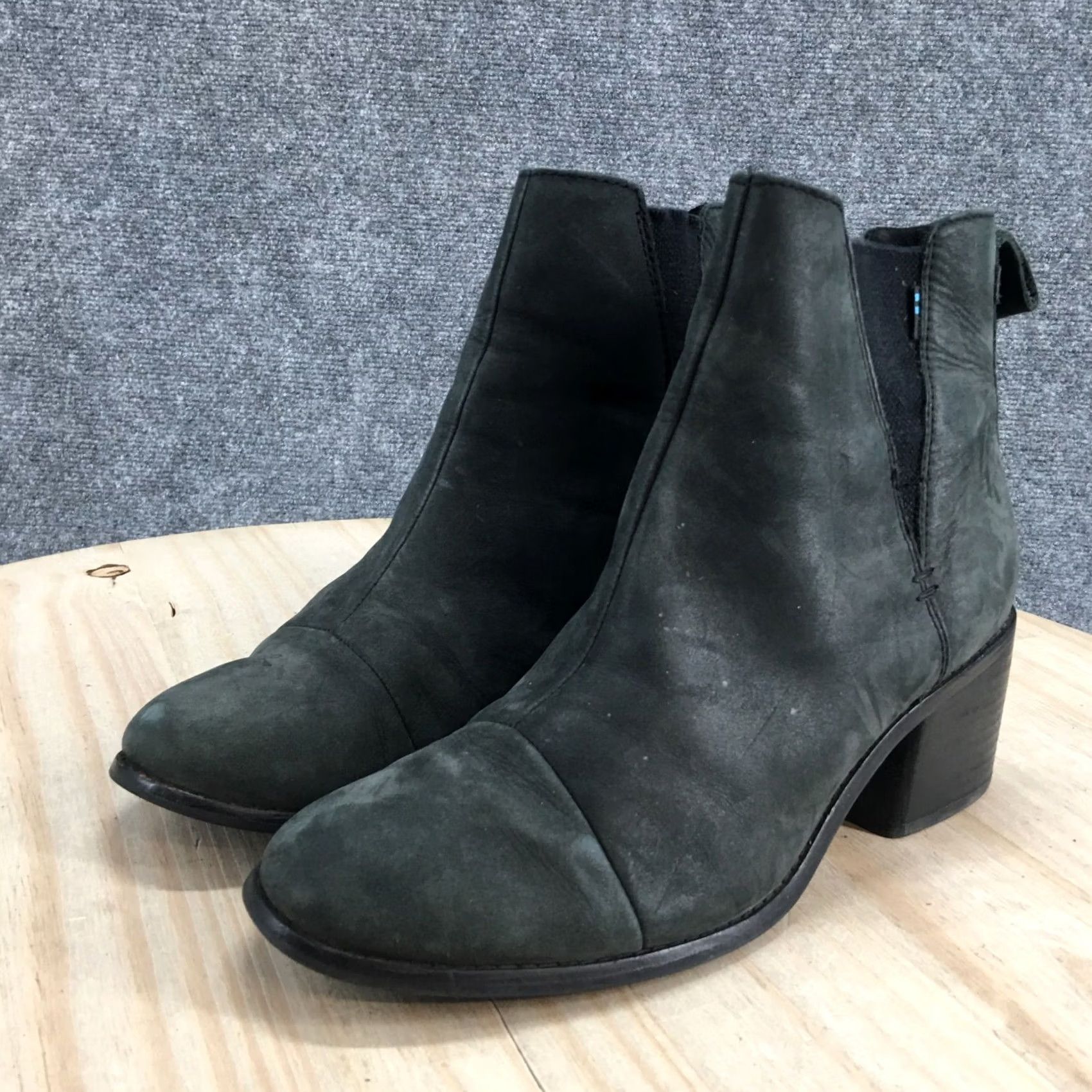 Toms TOMS Esme Boots Womens 8.5 Black Leather Chelsea Ankle Bootie Comfort Cushioned Flat Heel Mid-Block Str Bootie - Casual Shoes Womens Size US 9 / IT 39 - 7 Thumbnail