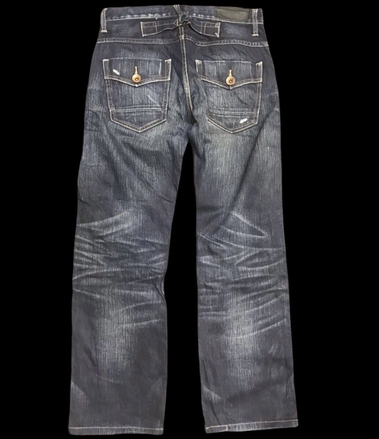 Japanese Brand BACK NUMBER Distressed Buckle Back Jeans Size US 31 - 1 Thumbnail
