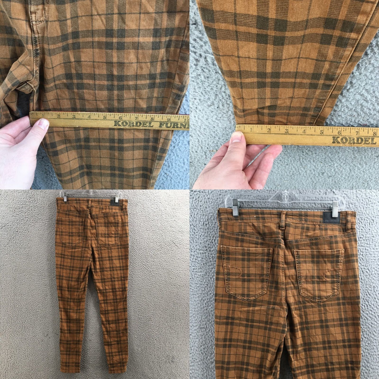 American Eagle Outfitters American Eagle High Rise Jegging Pants Womens 12R (31x27.5) Brown Plaid Size 34" / US 12 / IT 48 - 8 Thumbnail