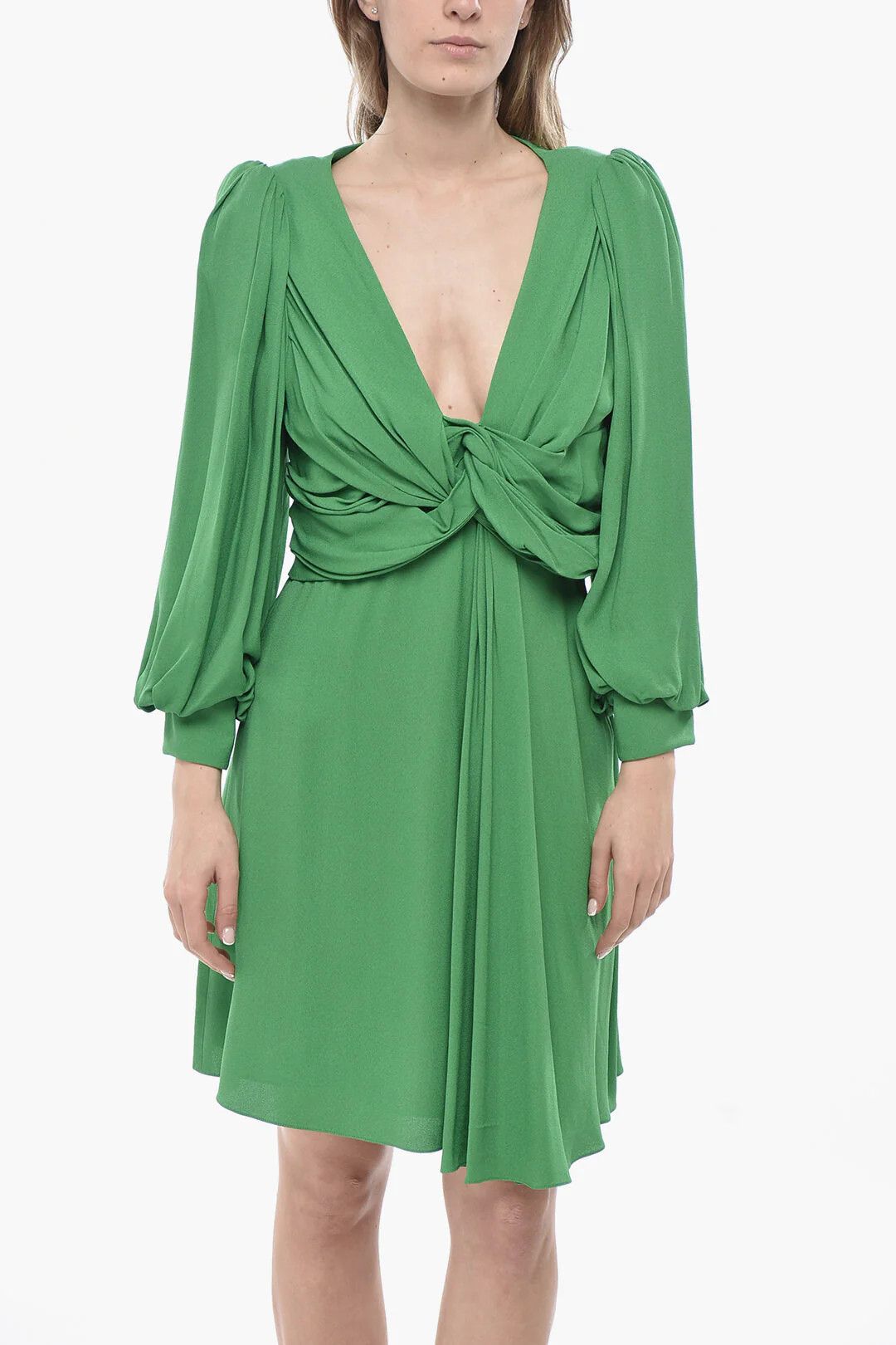 Celine og1mm0326 Draped Midi Dress in Green Size M / US 6-8 / IT 42-44 - 4 Thumbnail