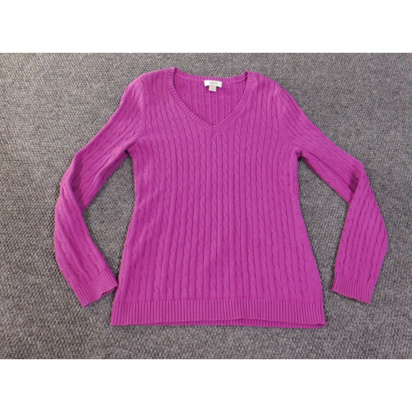 Loft LOFT Sweater Pullover V-Neck Knit Cotton Purple M Women Regular Knit Style Stretch Casual Fall Winter Spring Women Mens? Size M / US 6-8 / IT 42-44 - 2 Thumbnail