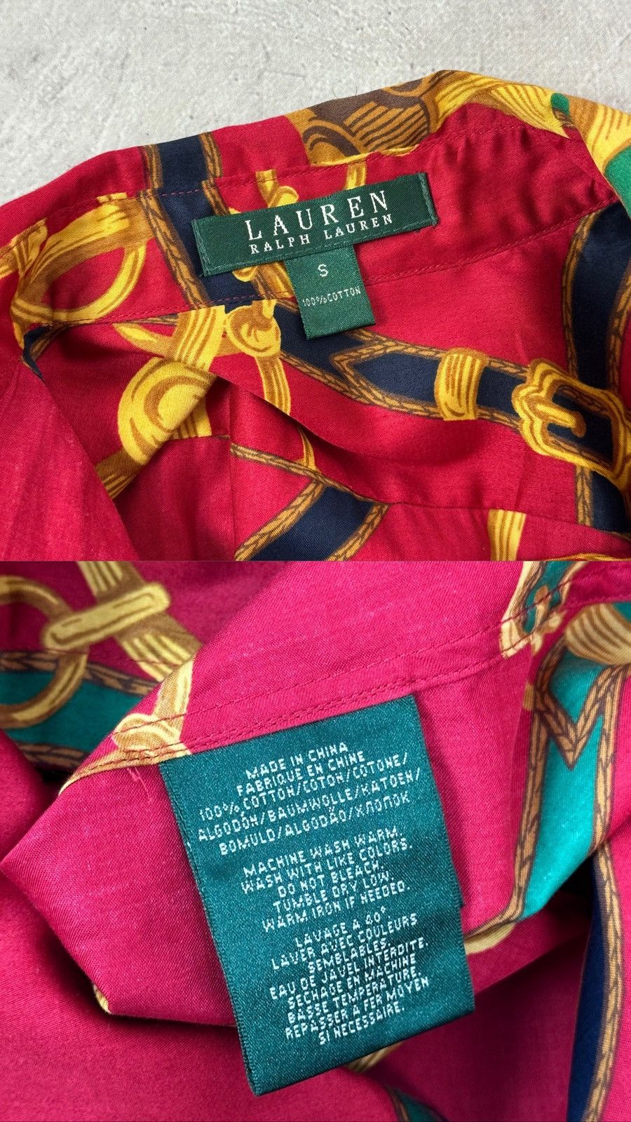 Polo Ralph Lauren Vintage Polo Ralph Lauren Chain-Print Red Long Sleeve Shirt Size S / US 4 / IT 40 - 10 Thumbnail