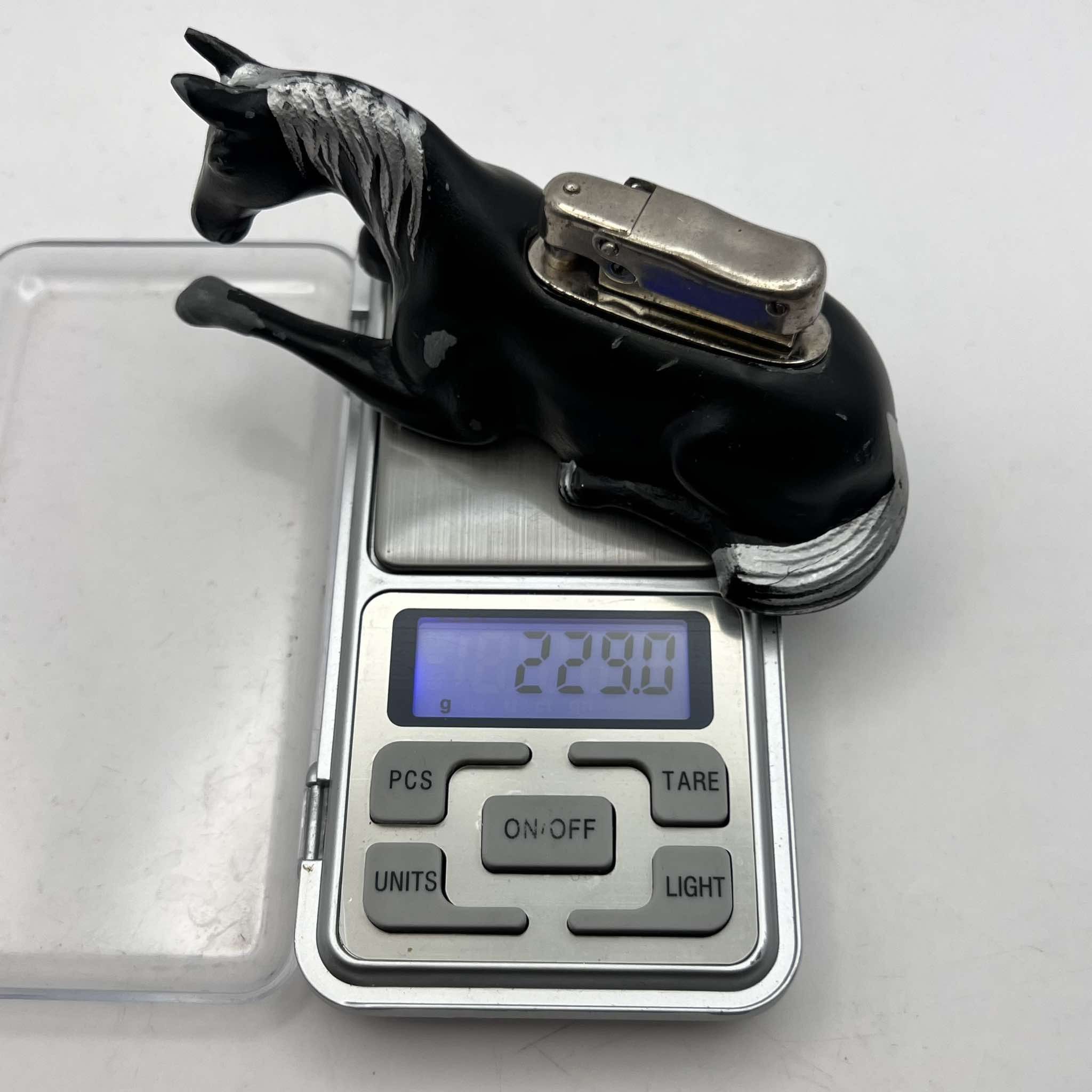 Vintage 1960's Vintage Desk Gasoline Lighter Horse Good Working Size ONE SIZE - 5 Thumbnail