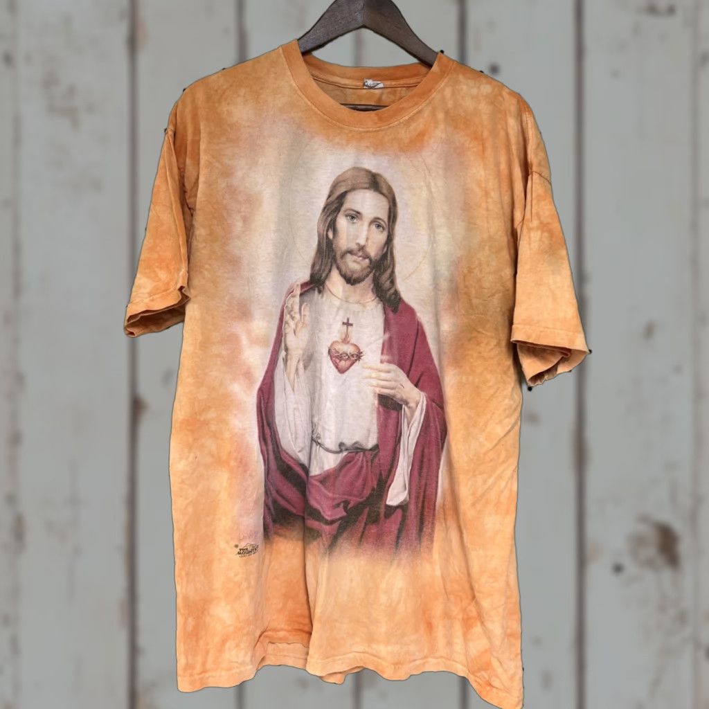 Delta VINTAGE Delta T-Shirt WOW - The Mountain - Joe Devito - Jesus - Sacred Heart - Tie Dye Shirt - XL Orange Unisex Adults Mens Womens? Size US XL / EU 56 / 4 - 1 Thumbnail