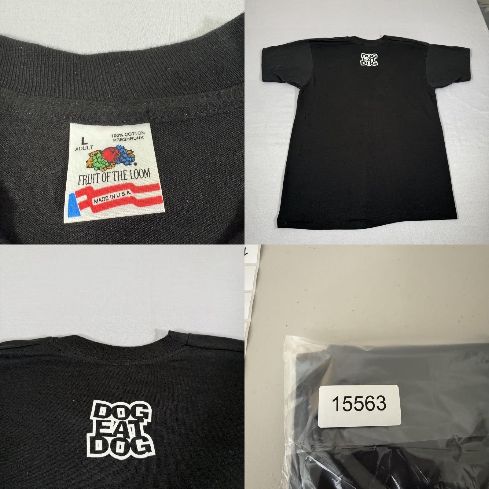 Fruit Of The Loom VINTAGE Dog Eat Dog Shirt Mens Large Black X Rabbit Psychedelic Band Tee 90s Size US L / EU 52-54 / 3 - 8 Thumbnail