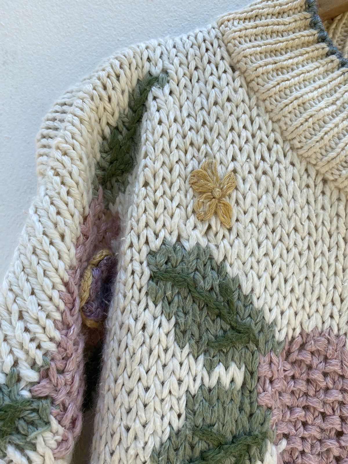 Designer × Vintage OBJECTIVES Floral Embroidery Knit Sweater Size XL / US 12-14 / IT 48-50 - 4 Thumbnail