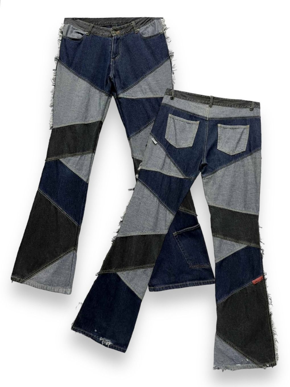 Japanese Brand Designer Japanese Brand Patchwork Frayed Hem Flared Denim Size 30" / US 8 / IT 44 - 2 Thumbnail