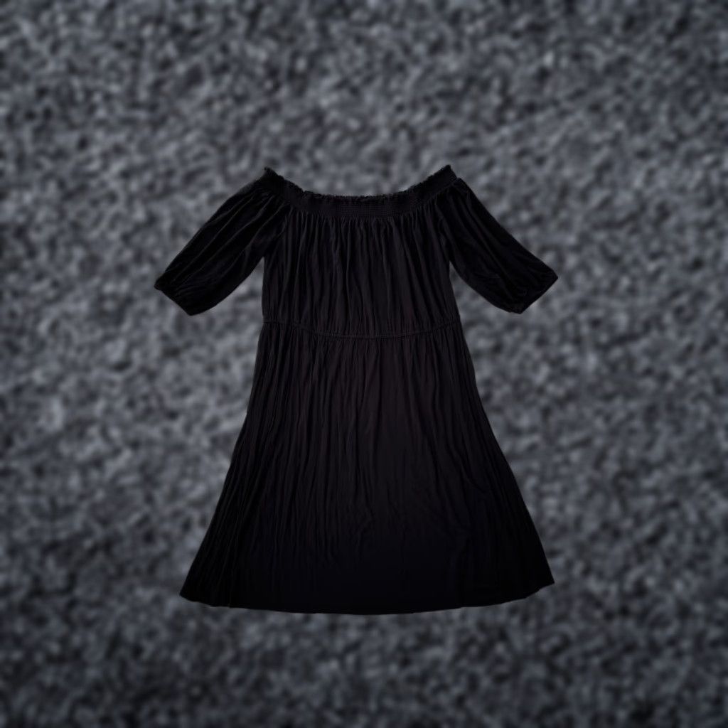 Old Navy Women's Off the Shoulder Knit Midi Dress Tall 2XL Black Smocked  Boho Casual