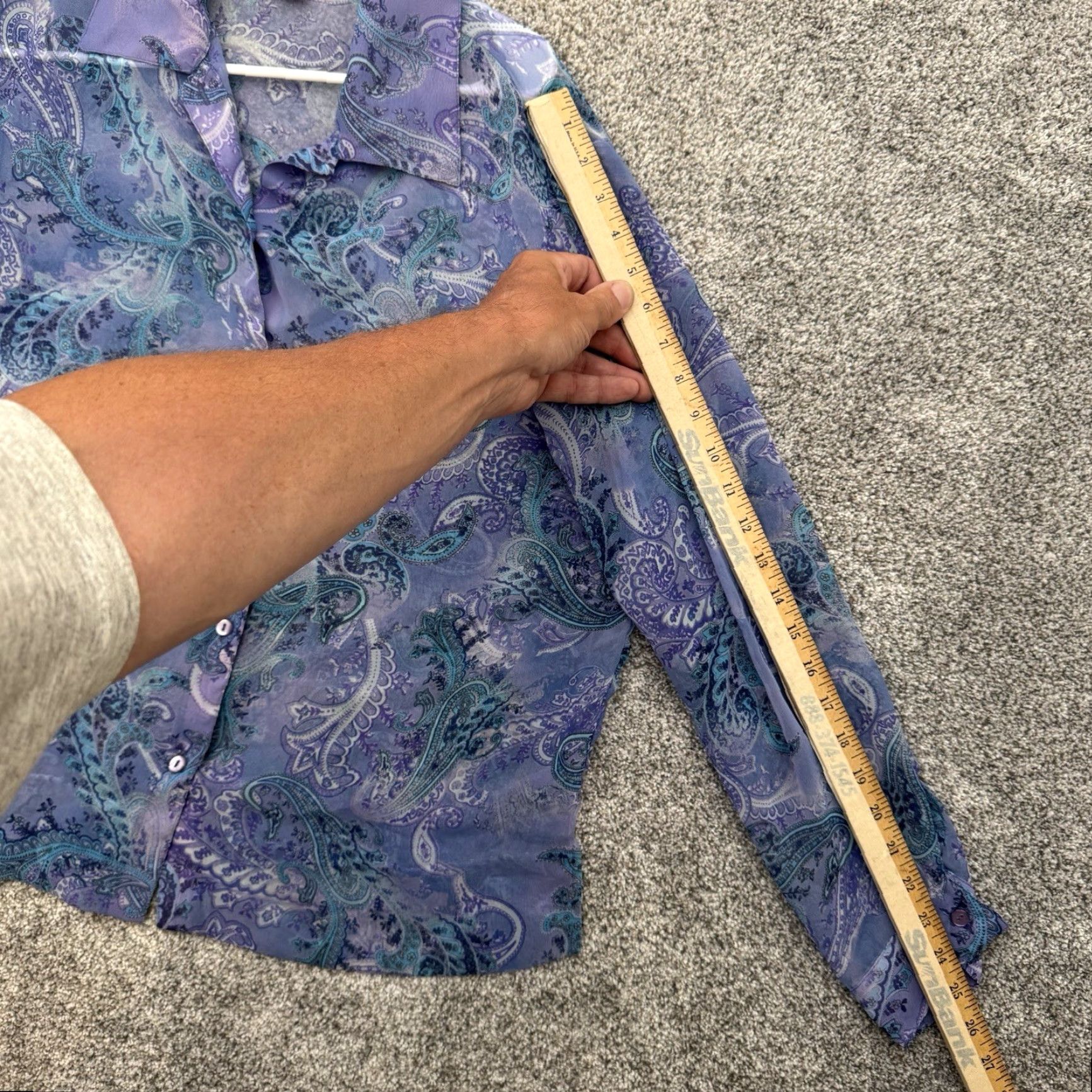 Vintage VINTAGE Notations Blouse Shirt M Purple Paisley Boho Sheer Button Up Layering Women Size M / US 6-8 / IT 42-44 - 3 Thumbnail