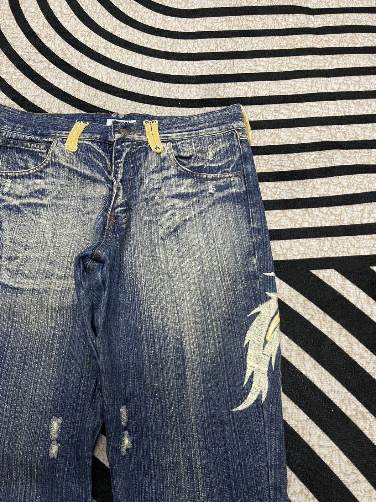 In The Attic 2000s IN THE ATTIC FLARE STUDDED EMBROIDERY JEANS RARE Size US 30 / EU 46 - 7 Thumbnail
