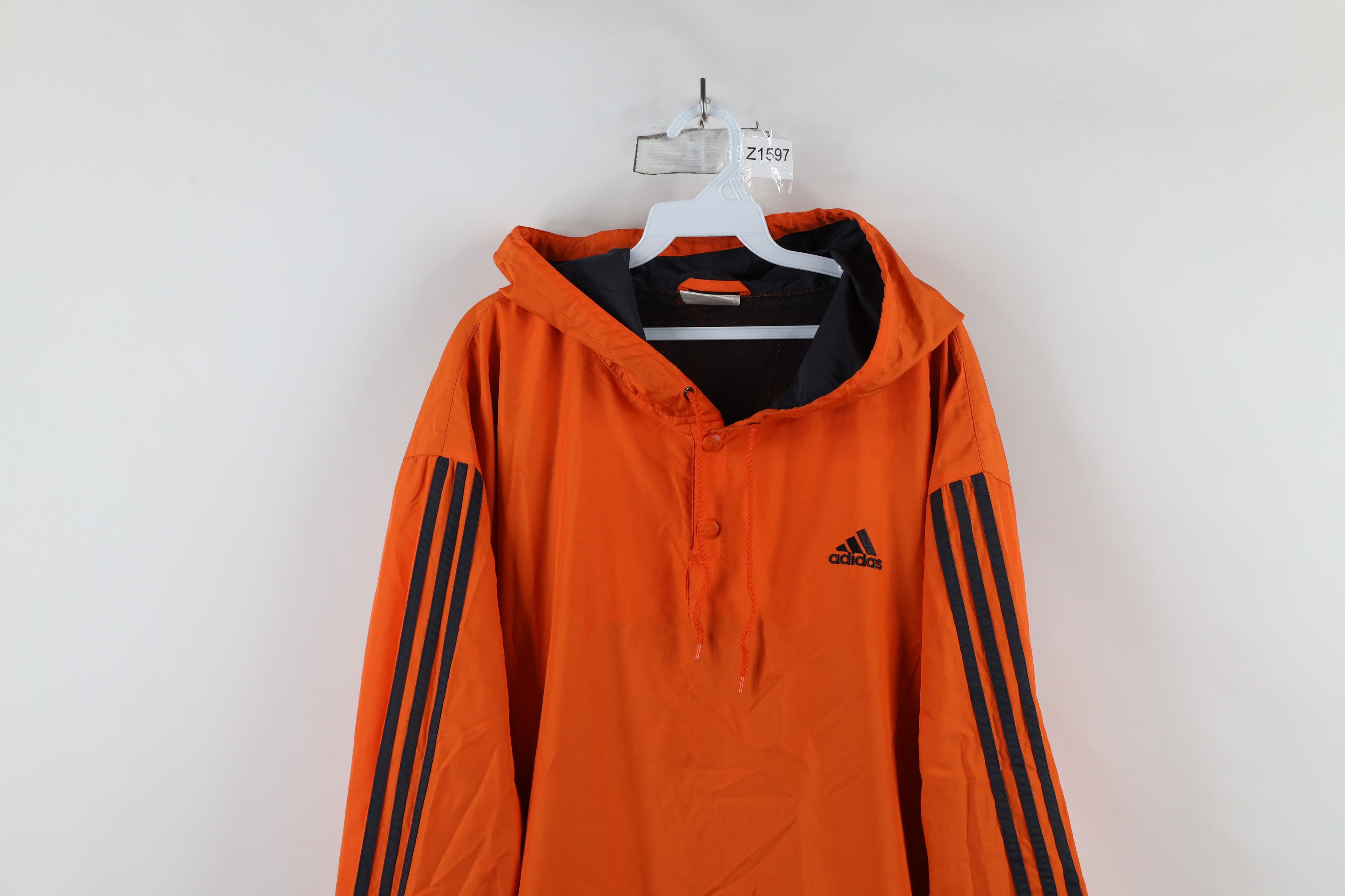 Adidas × Vintage Vintage 90s Adidas Spell Out Lined Hooded Windbreaker Jacket Size US XL / EU 56 / 4 - 2 Thumbnail