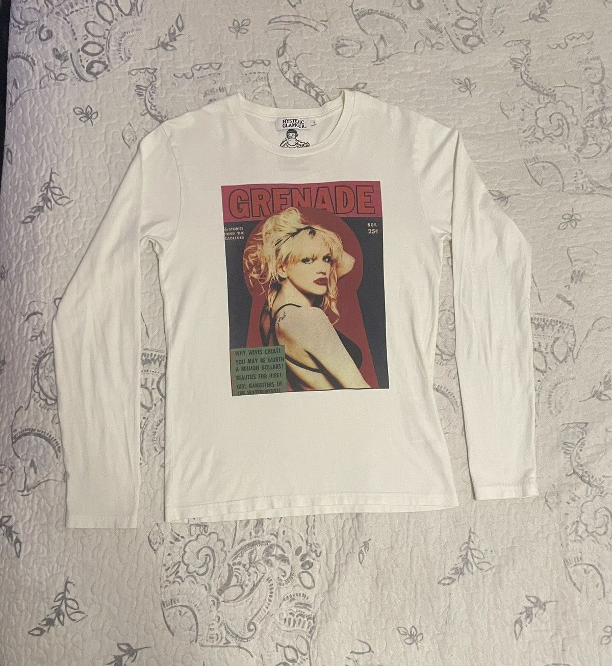 image of Hysteric Glamour Courtney Love Longsleeve S in White, Men's (Size Small)