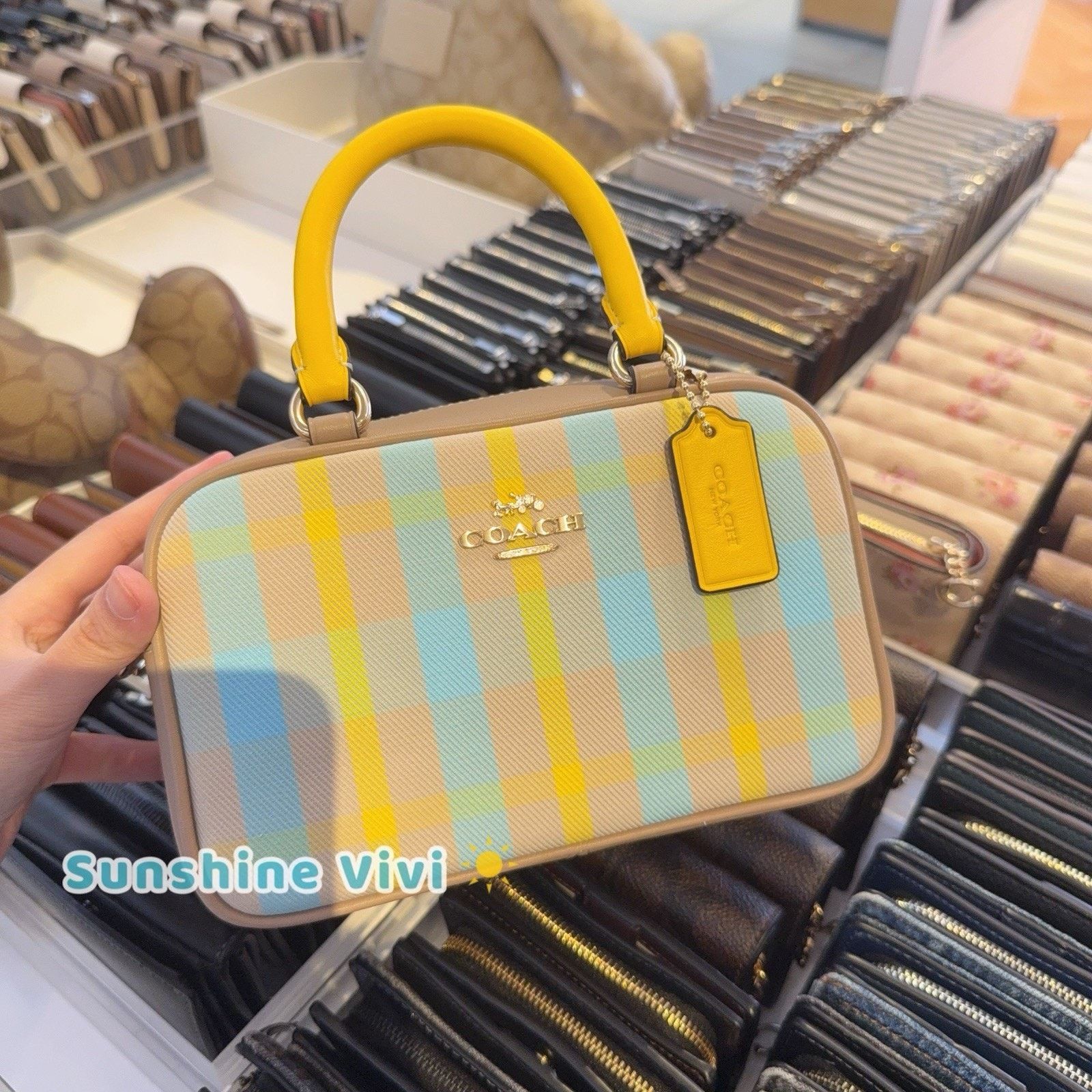 Coach NWT COACH Satchel Crossbody Bag Plaid cbi90 Bright Maize Size ONE SIZE - 4 Thumbnail