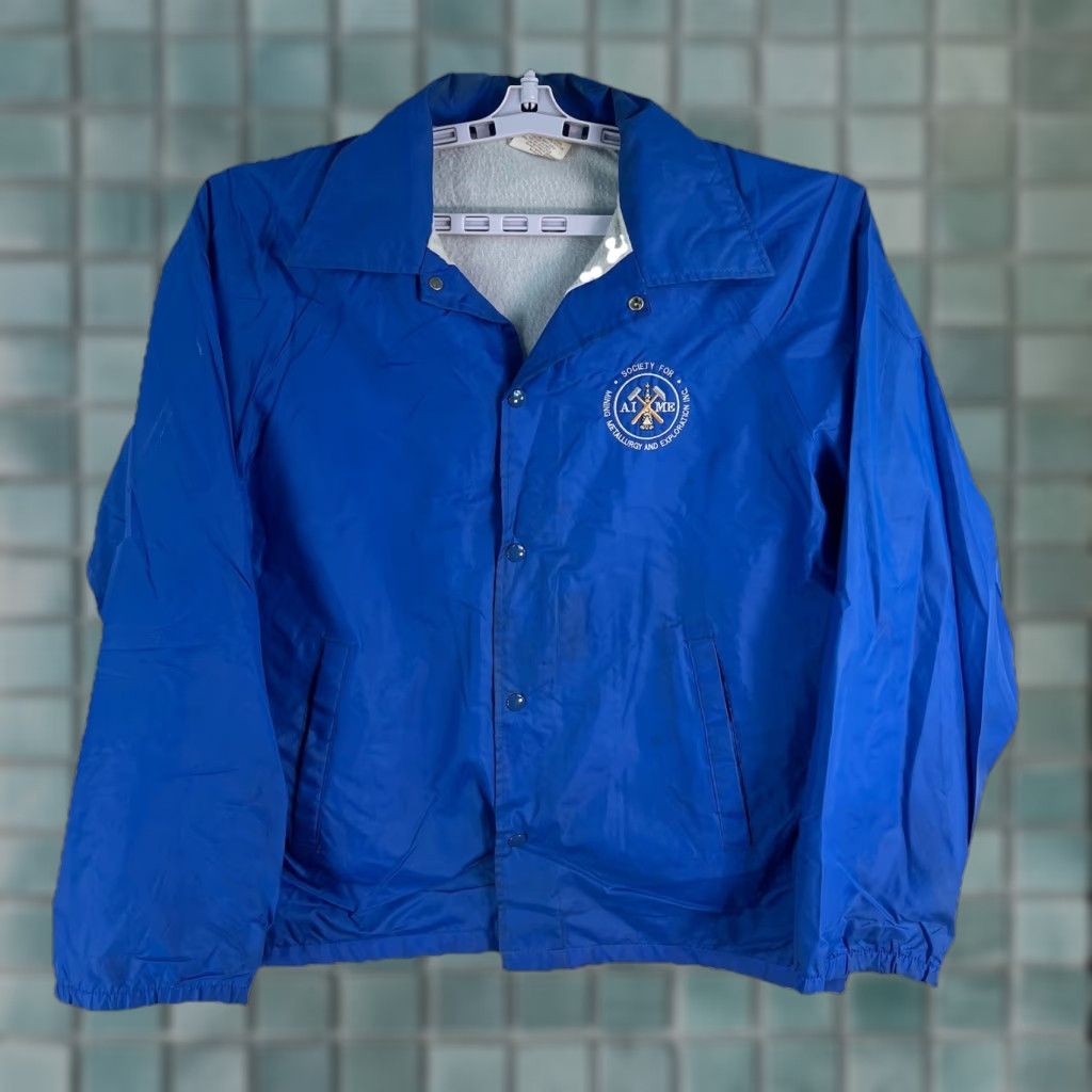 Vintage VTG AIME Society For Mining Metallurgy & Exploration Jacket Men’s SZ L Blue Shirt Windbreaker 80s Mens Size US L / EU 52-54 / 3 - 1 Thumbnail