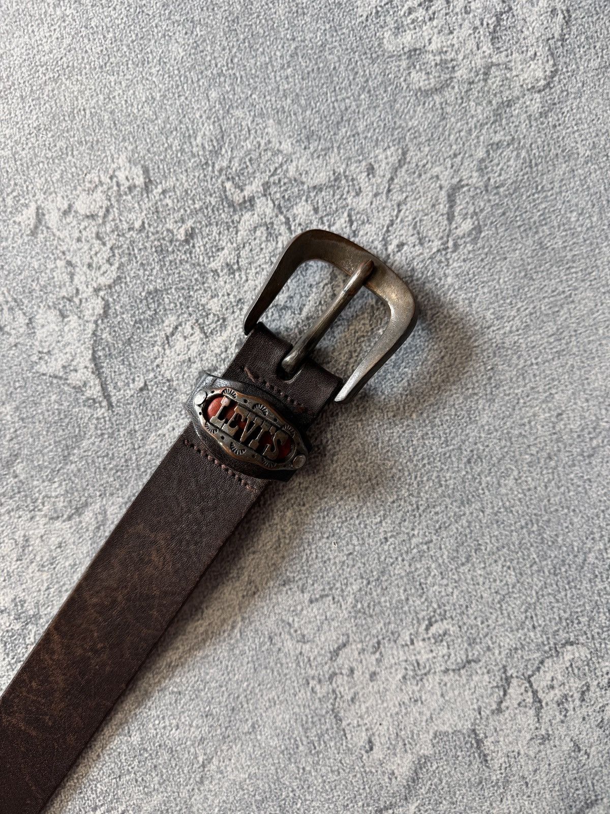 Levi's Vintage Levis Belt Brown Leather Y2K Size 38 - 6 Thumbnail