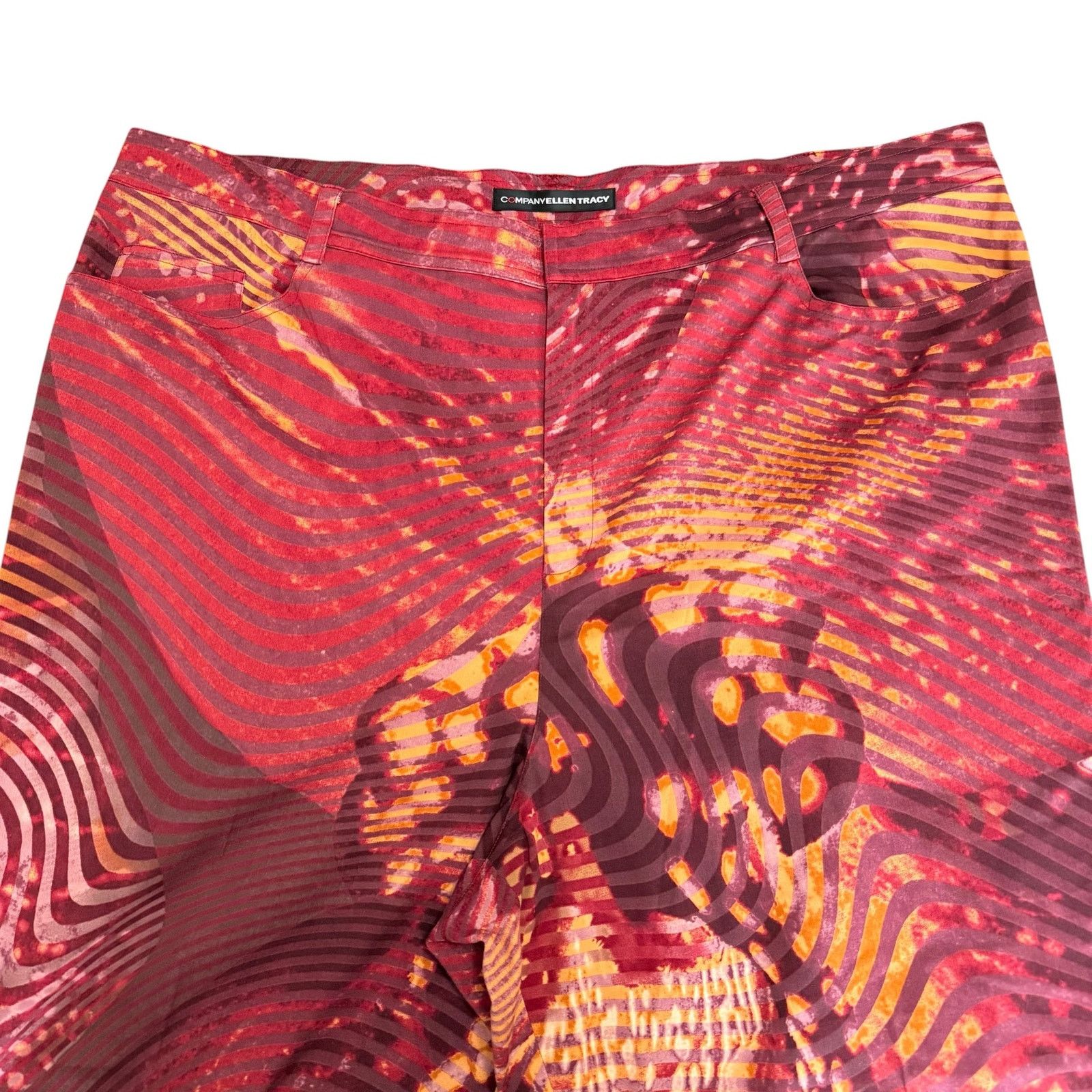 Ellen Tracy Company Ellen Tracy Pants Allover Print Red Orange Size 20 Size 42" / US 20 - 2 Thumbnail