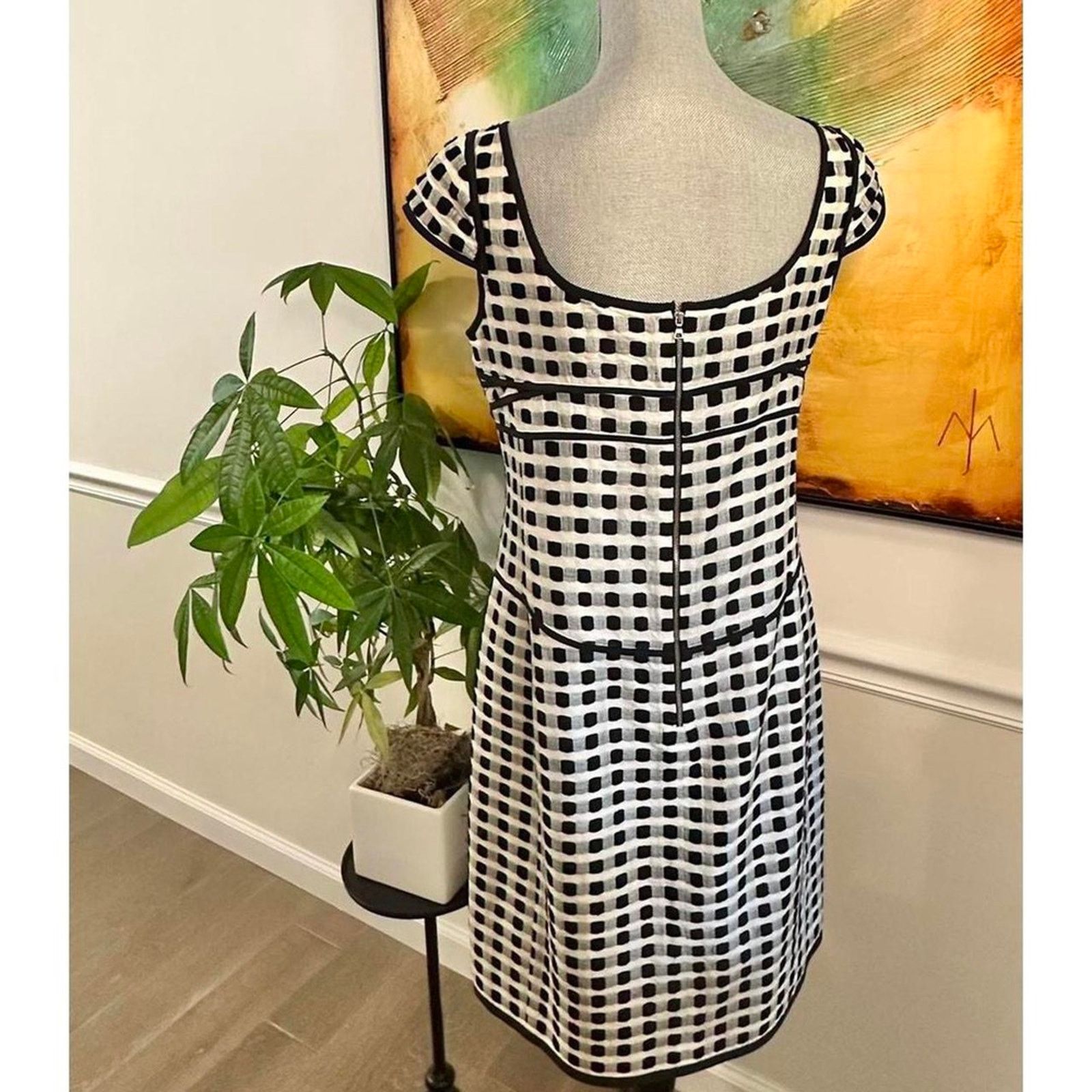Narciso Rodriguez Silk blend gingham knit pencil dress 2010 runway Size L / US 10 / IT 46 - 2 Thumbnail
